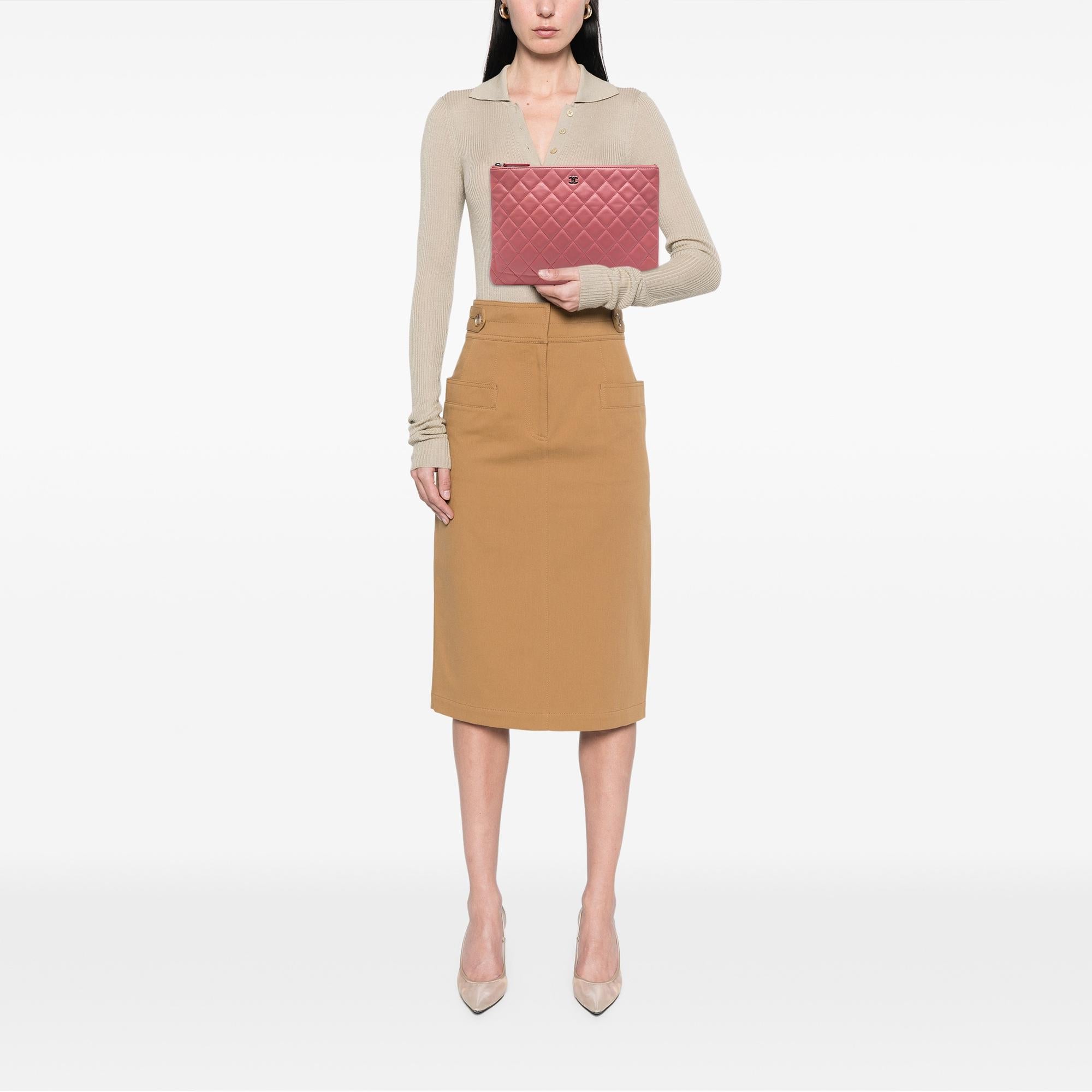 Chanel Medium Quilted Lambskin O Case Clutch
