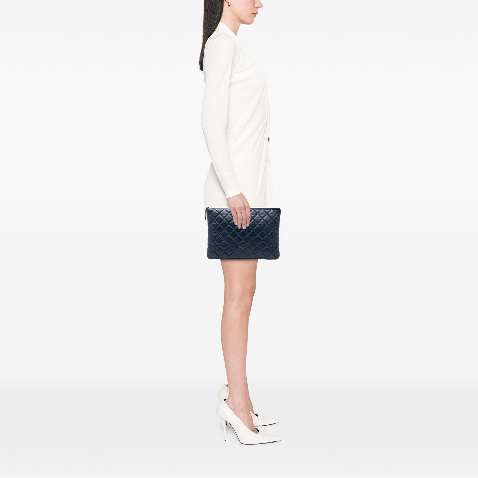 Chanel Medium Quilted Lambskin O Case Clutch