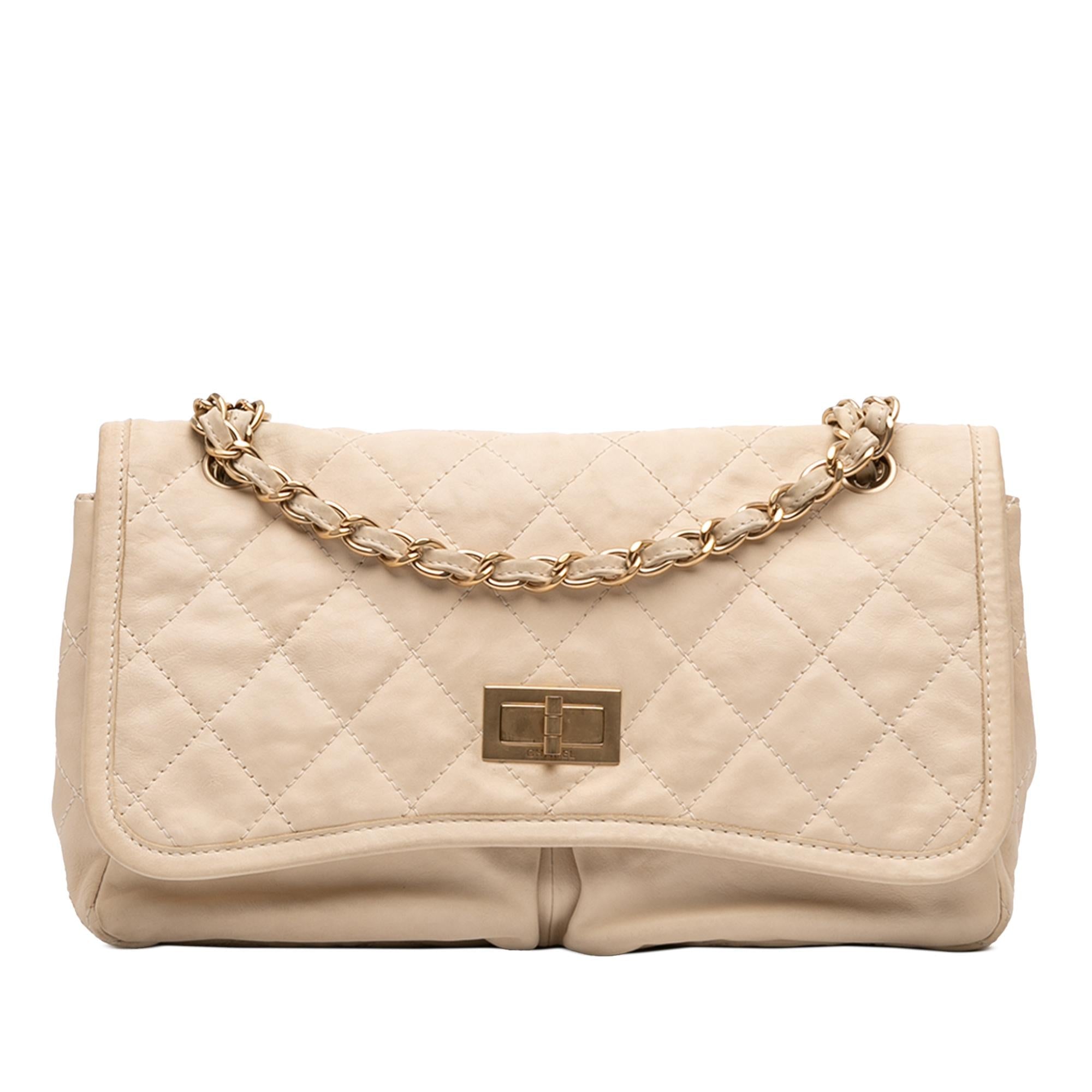Chanel Medium Quilted Lambskin Reissue 2.55 Natural Beauty Split Pocket Flap