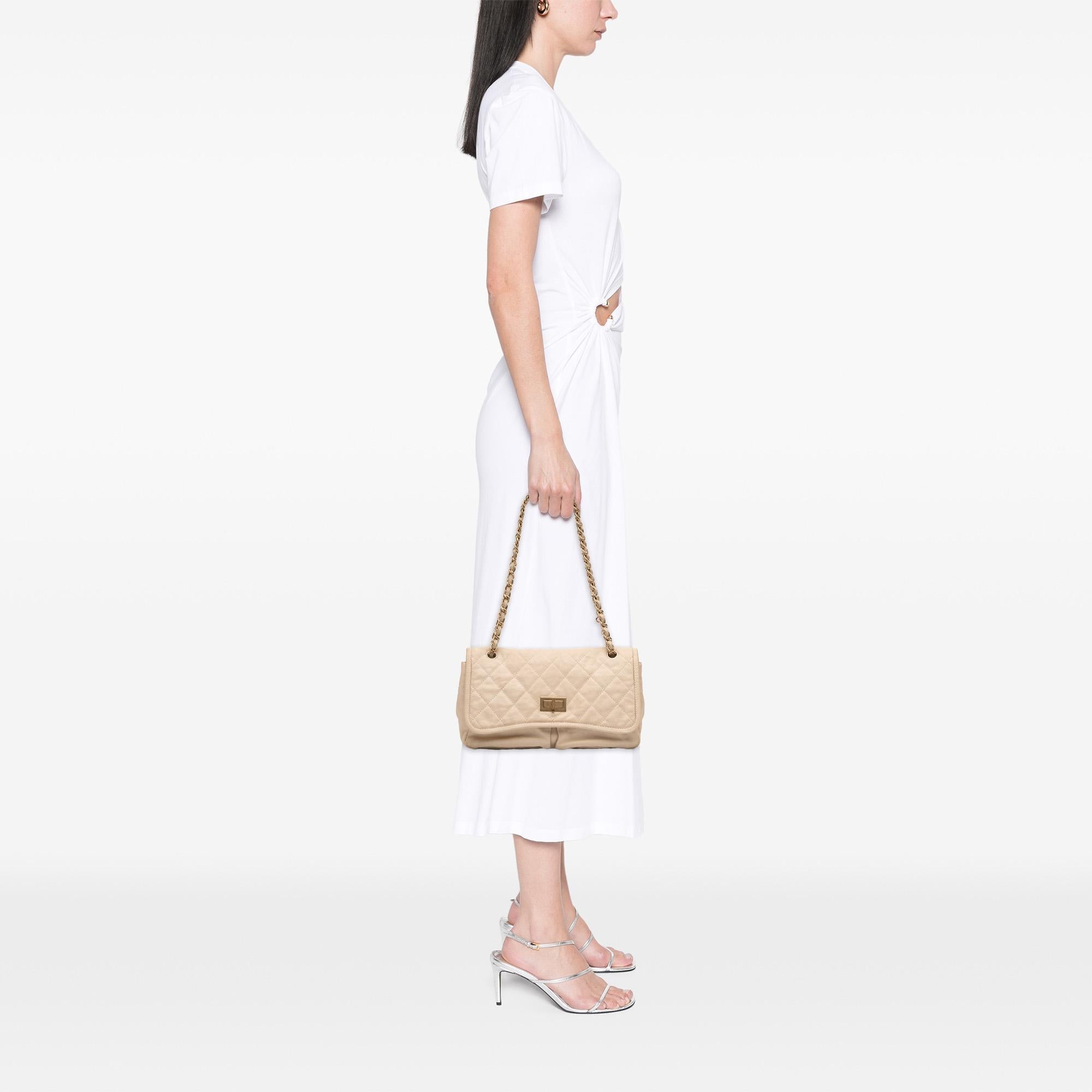 Chanel Medium Quilted Lambskin Reissue 2.55 Natural Beauty Split Pocket Flap
