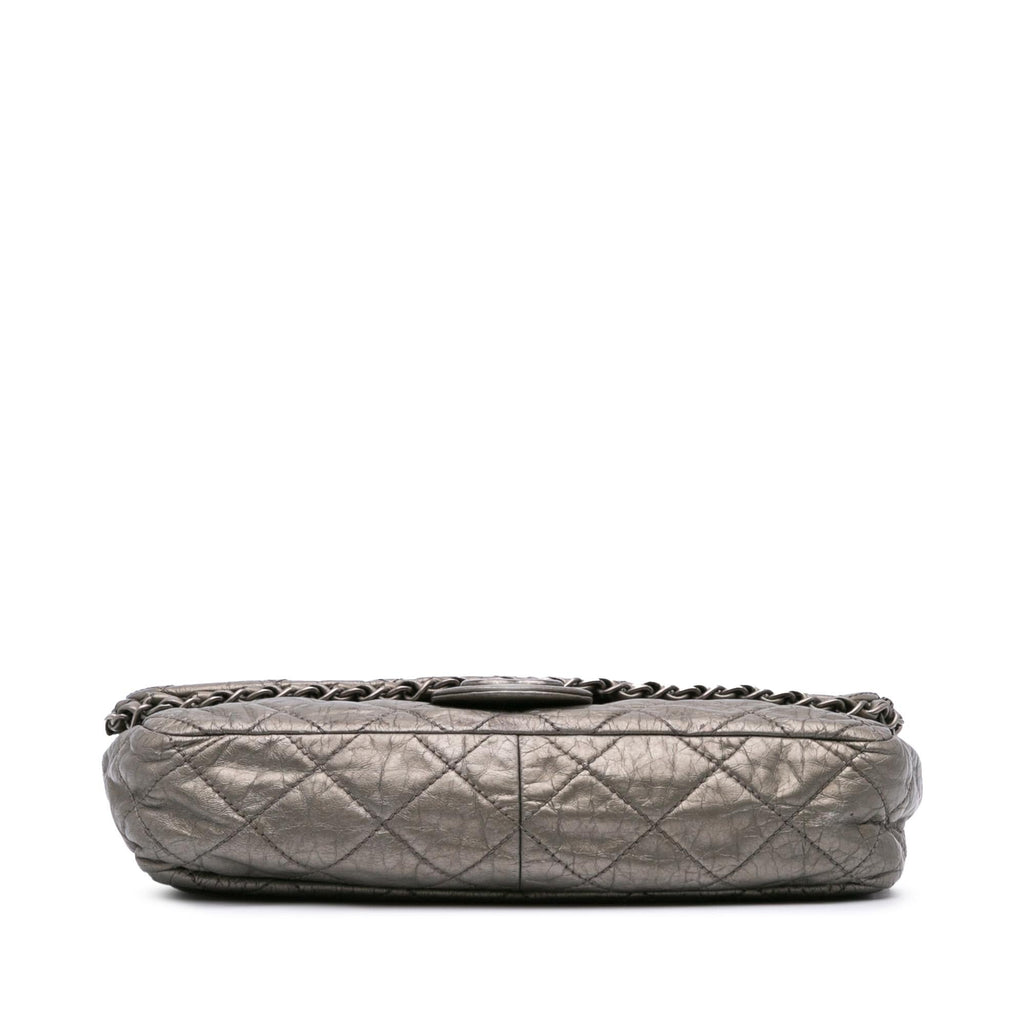 Chanel Medium Quilted Metallic Aged Calfskin Chain Me Flap