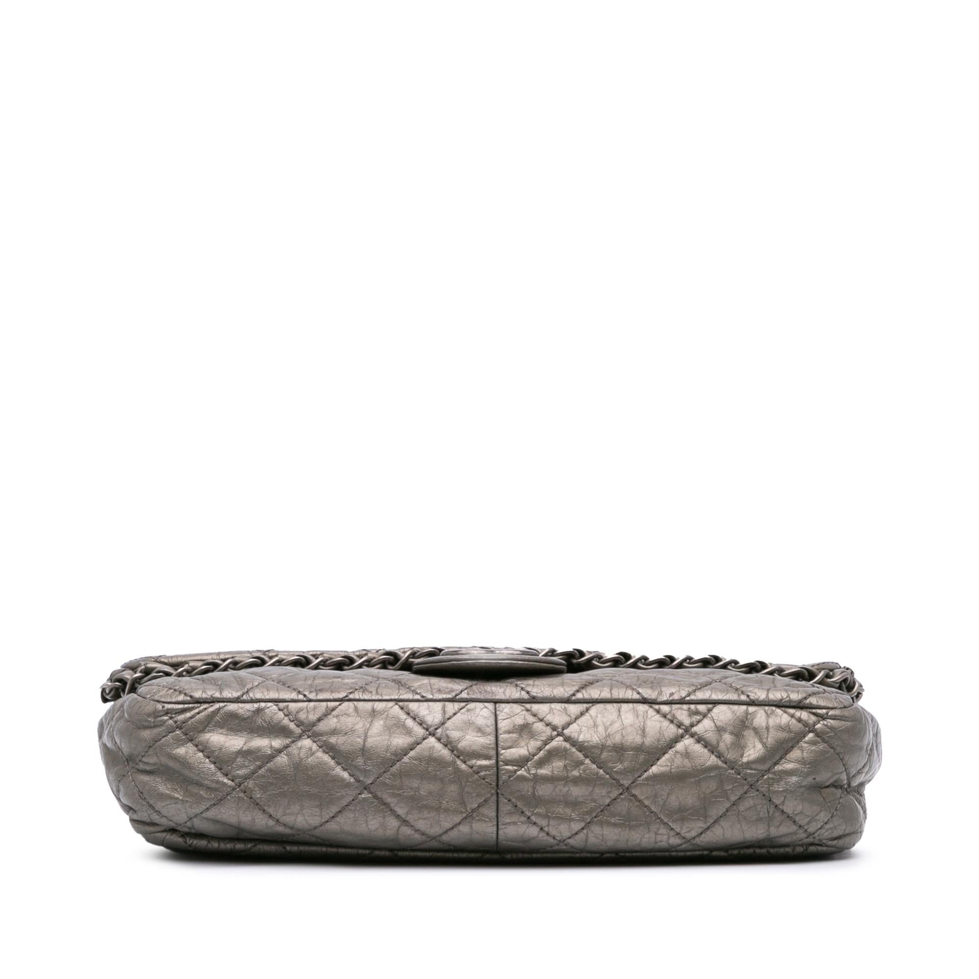 Chanel Medium Quilted Metallic Aged Calfskin Chain Me Flap