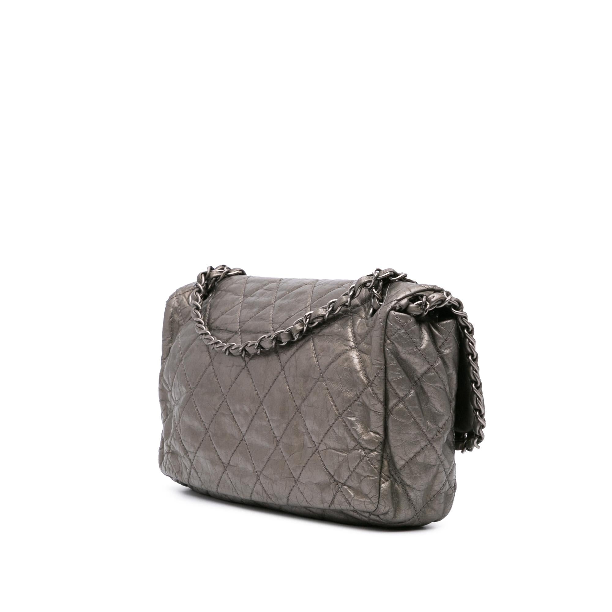 Chanel Medium Quilted Metallic Aged Calfskin Chain Me Flap