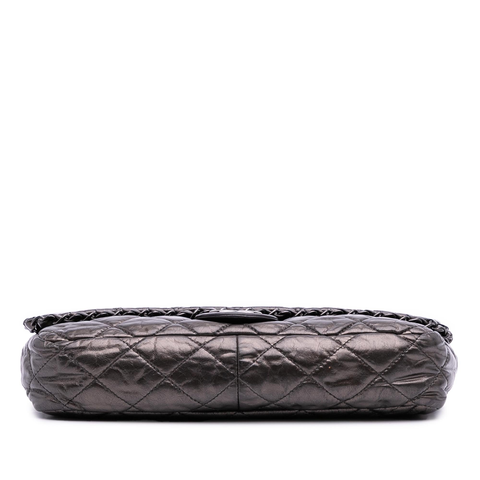Chanel Medium Quilted Metallic Aged Calfskin Chain Me Flap