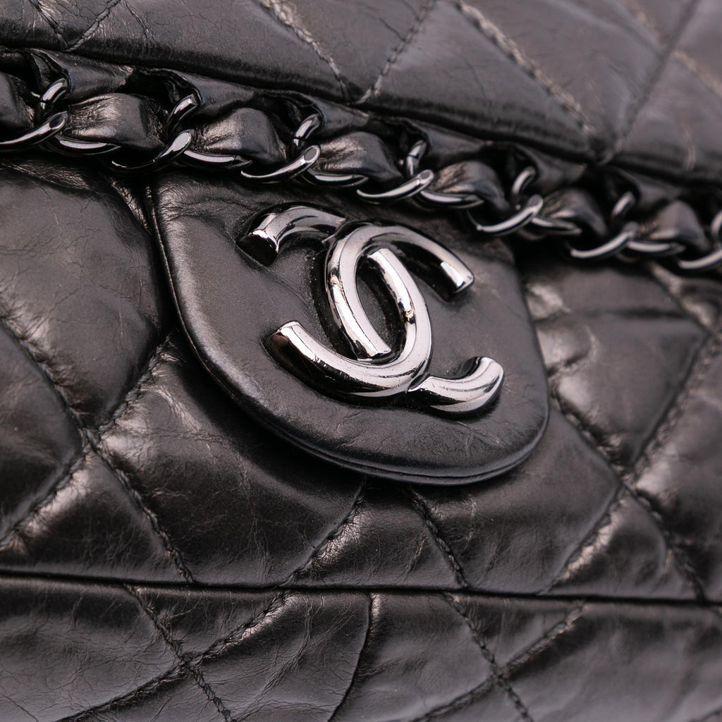 Chanel Medium Quilted Metallic Aged Calfskin Chain Me Flap