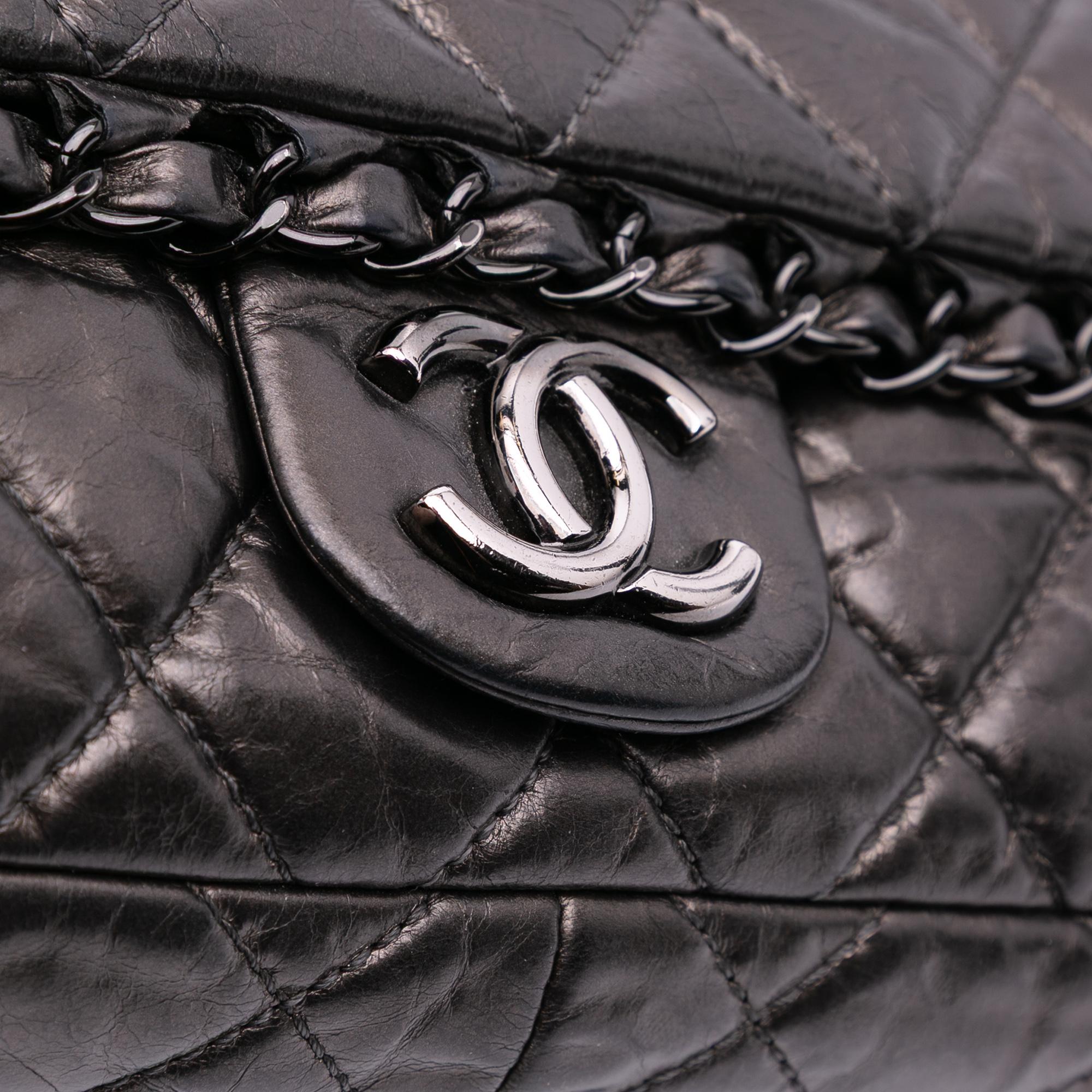 Chanel Medium Quilted Metallic Aged Calfskin Chain Me Flap