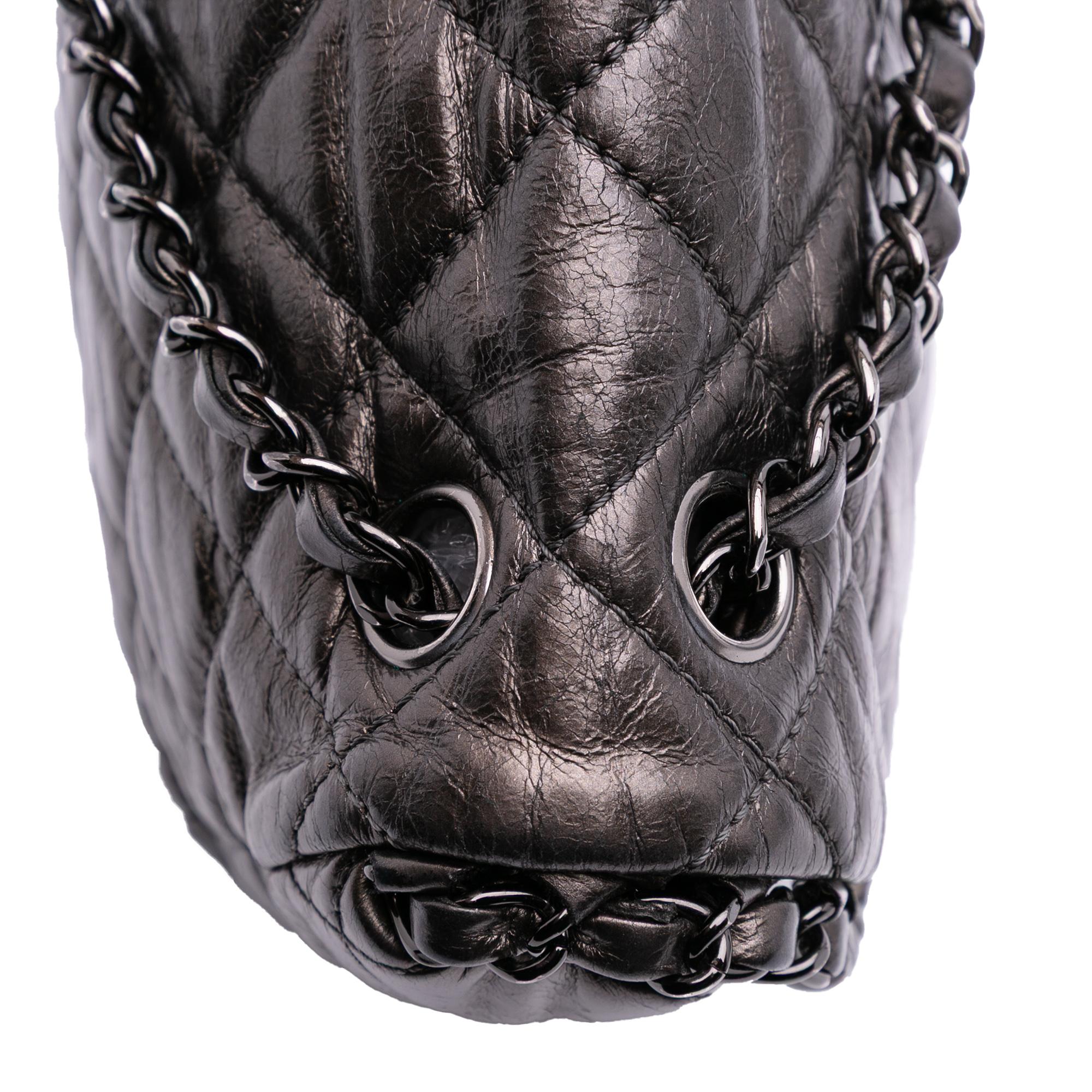 Chanel Medium Quilted Metallic Aged Calfskin Chain Me Flap