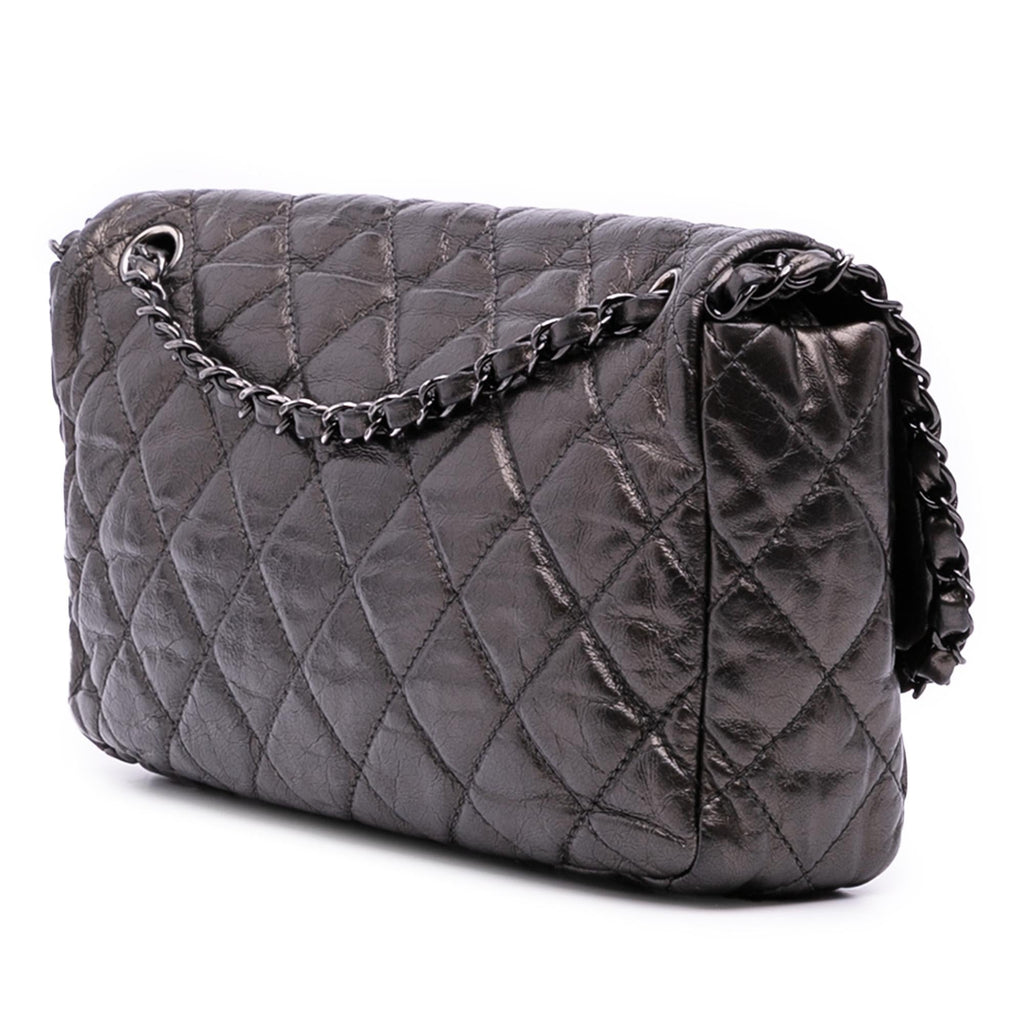 Chanel Medium Quilted Metallic Aged Calfskin Chain Me Flap