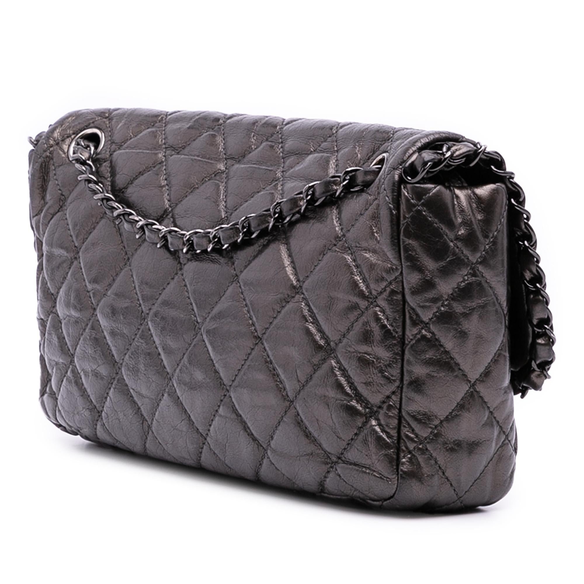 Chanel Medium Quilted Metallic Aged Calfskin Chain Me Flap