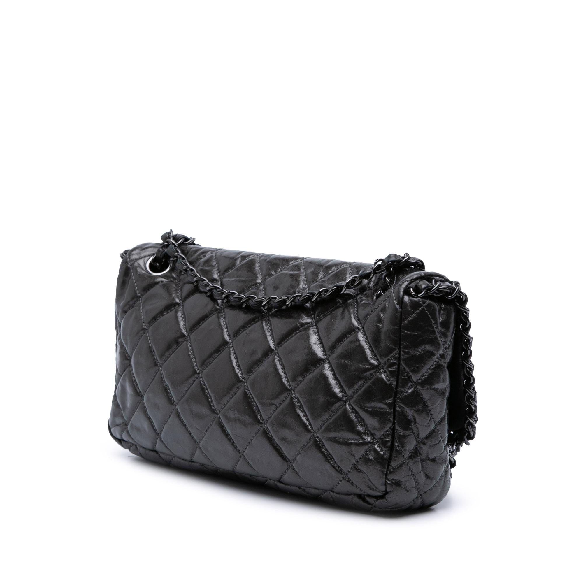 Chanel Medium Quilted Metallic Aged Calfskin Chain Me Flap