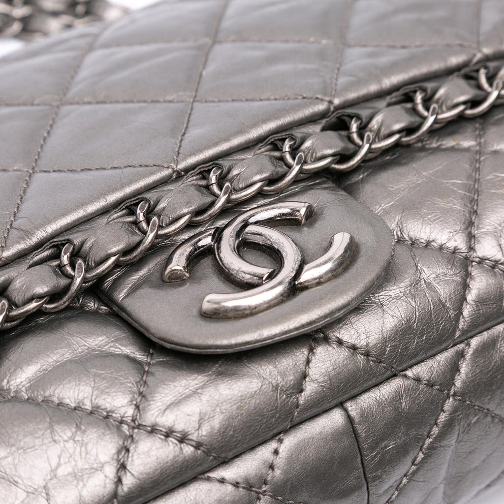 Chanel Medium Quilted Metallic Aged Calfskin Chain Me Flap