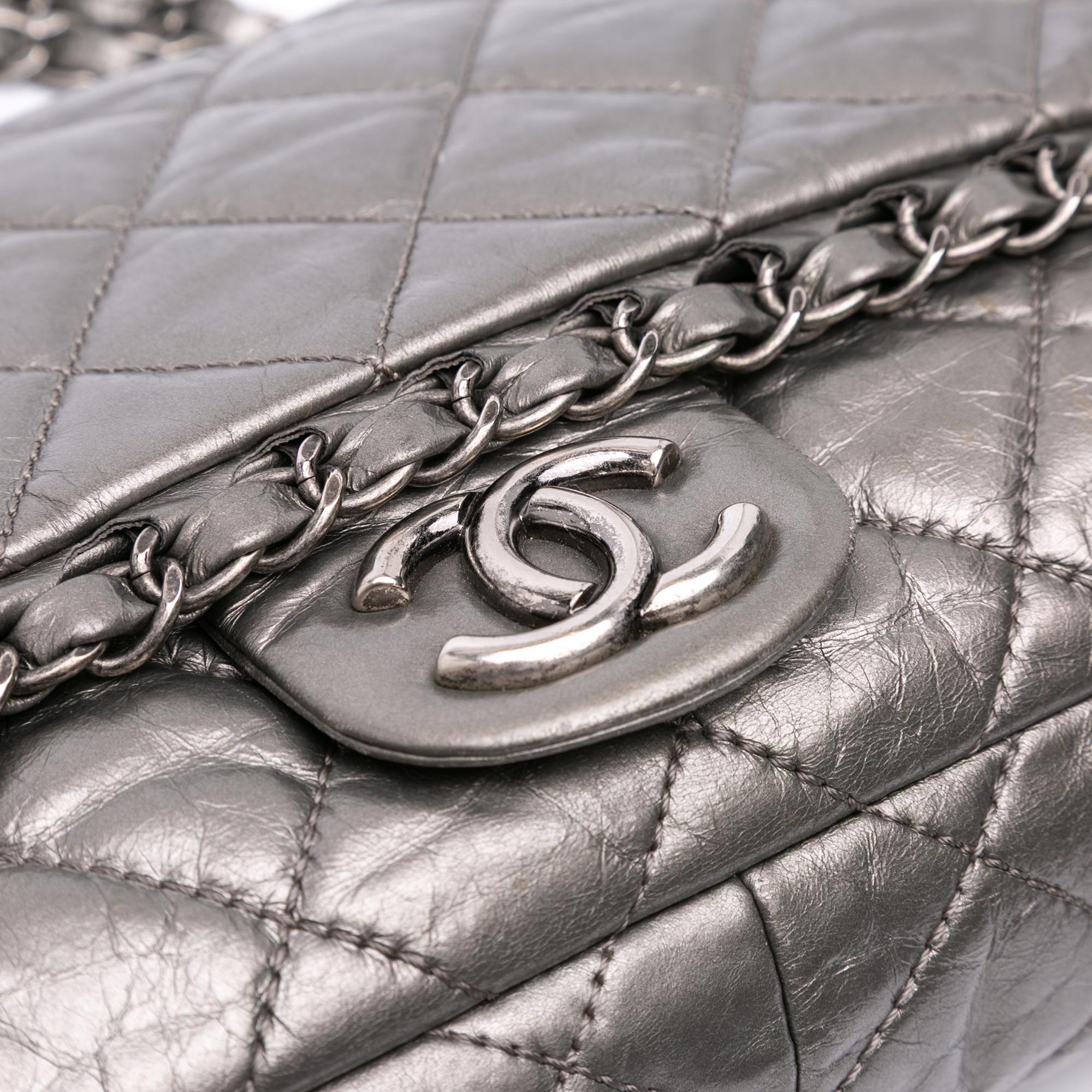 Chanel Medium Quilted Metallic Aged Calfskin Chain Me Flap