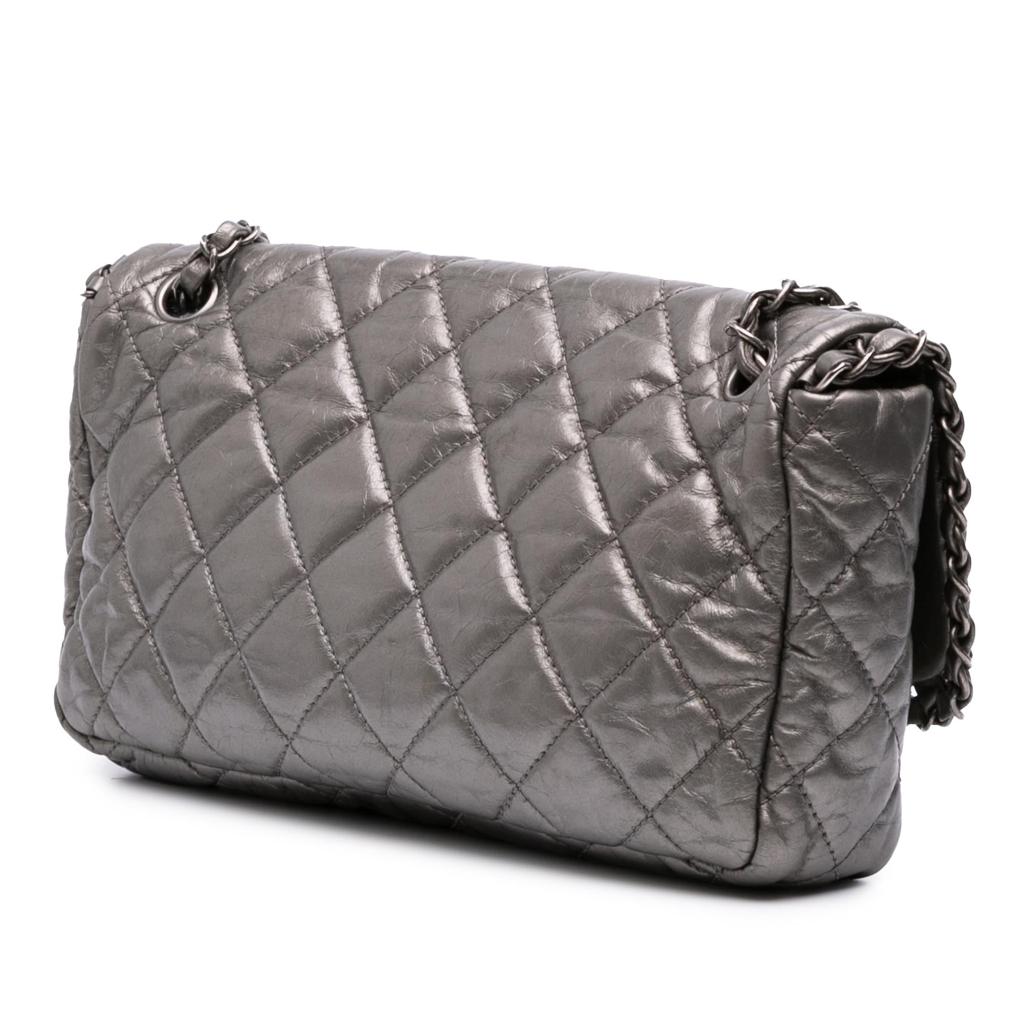 Chanel Medium Quilted Metallic Aged Calfskin Chain Me Flap