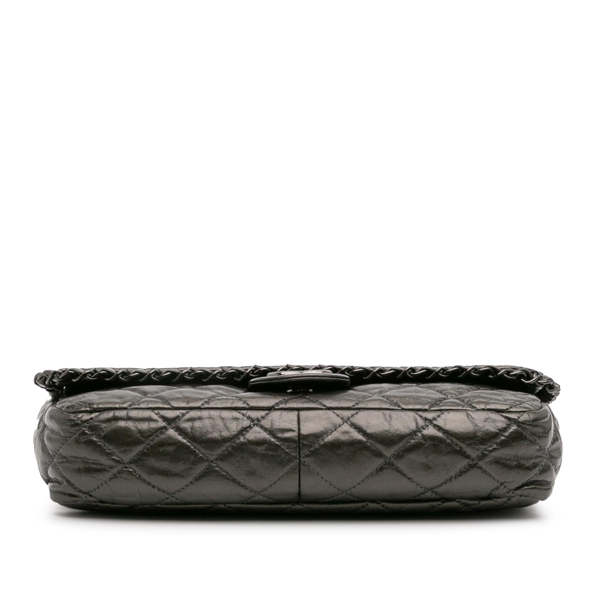Chanel Medium Quilted Metallic Aged Calfskin Chain Me Flap