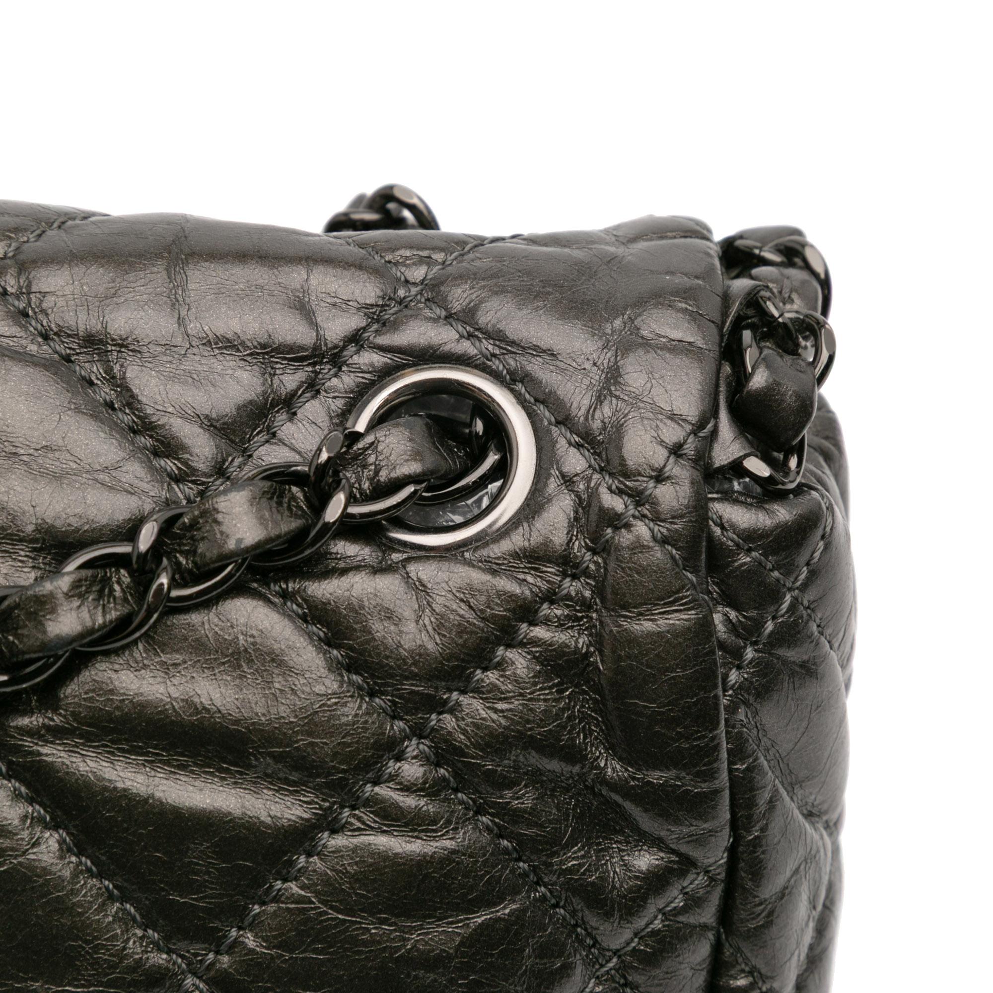 Chanel Medium Quilted Metallic Aged Calfskin Chain Me Flap