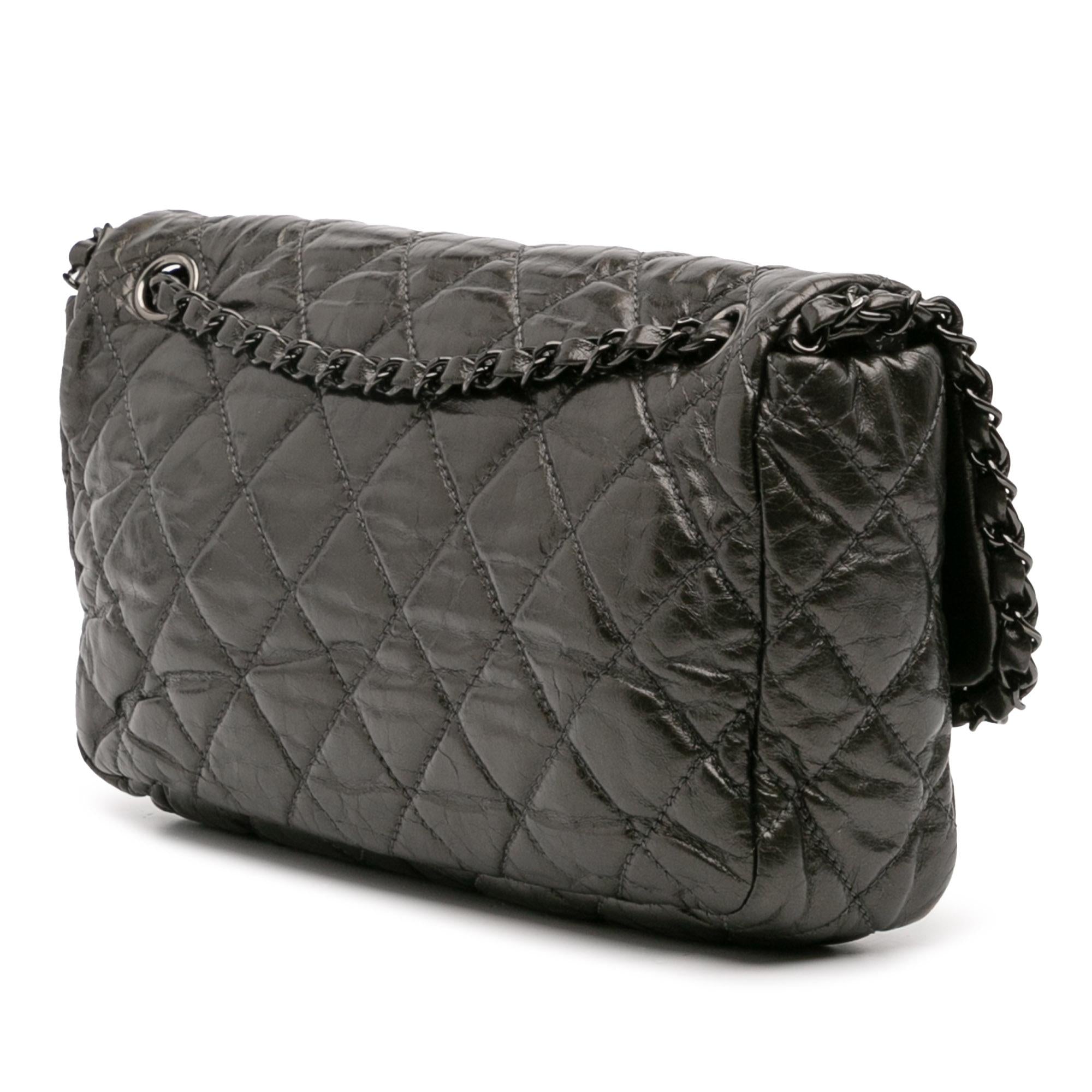 Chanel Medium Quilted Metallic Aged Calfskin Chain Me Flap