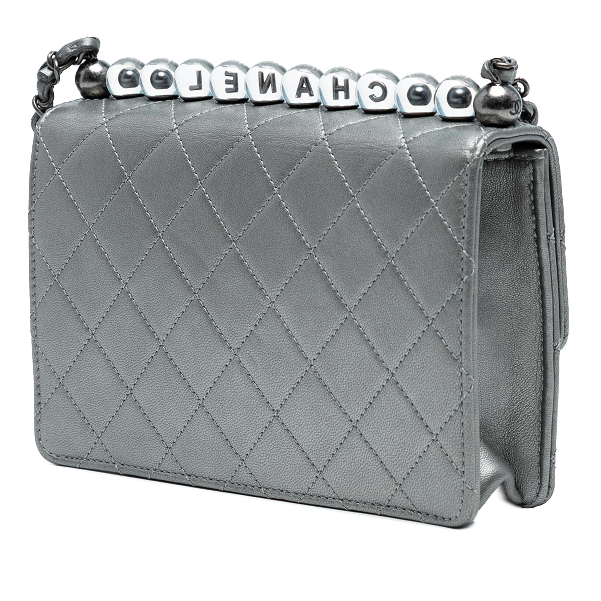 Chanel Medium Quilted Metallic Goatskin Chic Pearls Flap