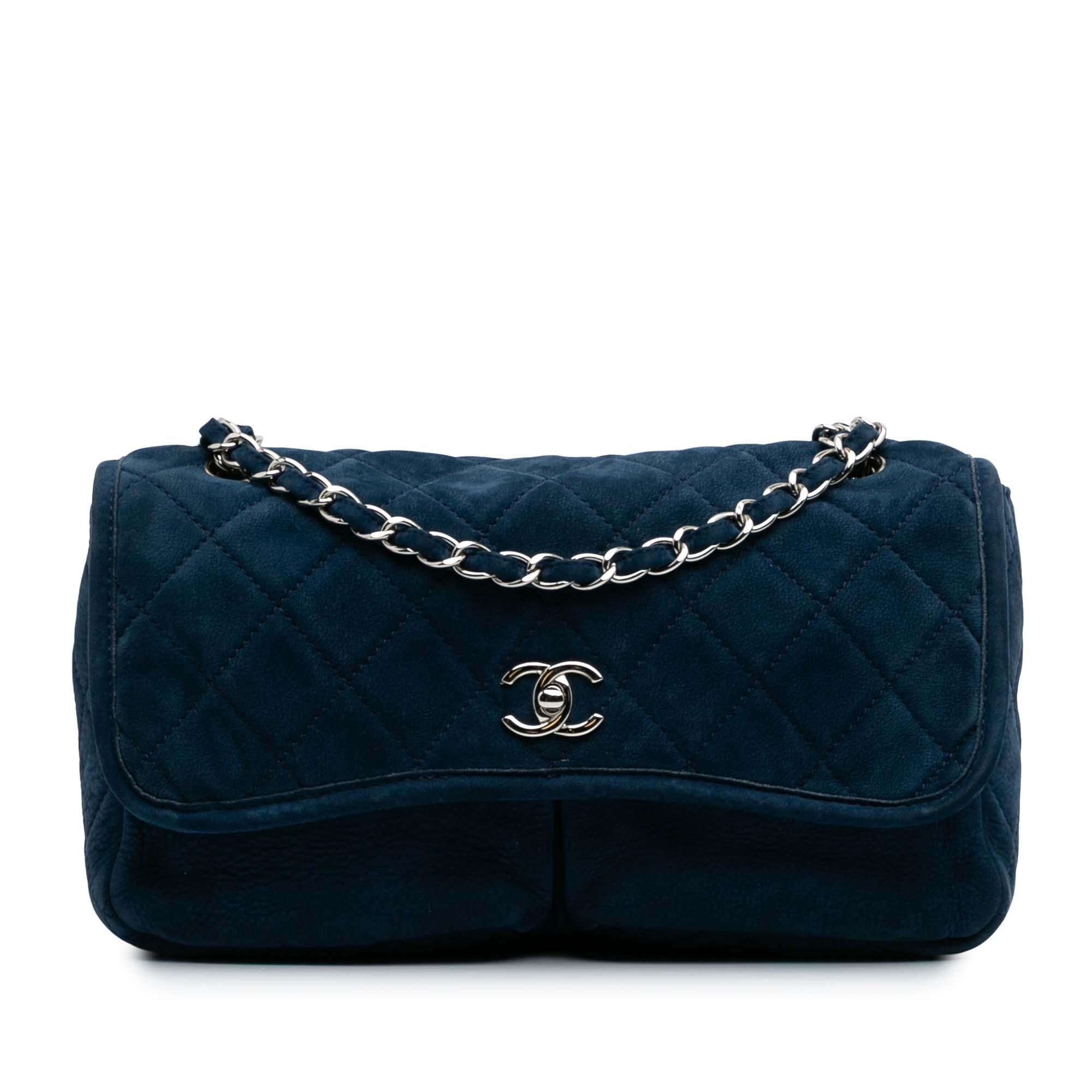 Chanel Medium Quilted Nubuck Natural Beauty Split Pocket Flap