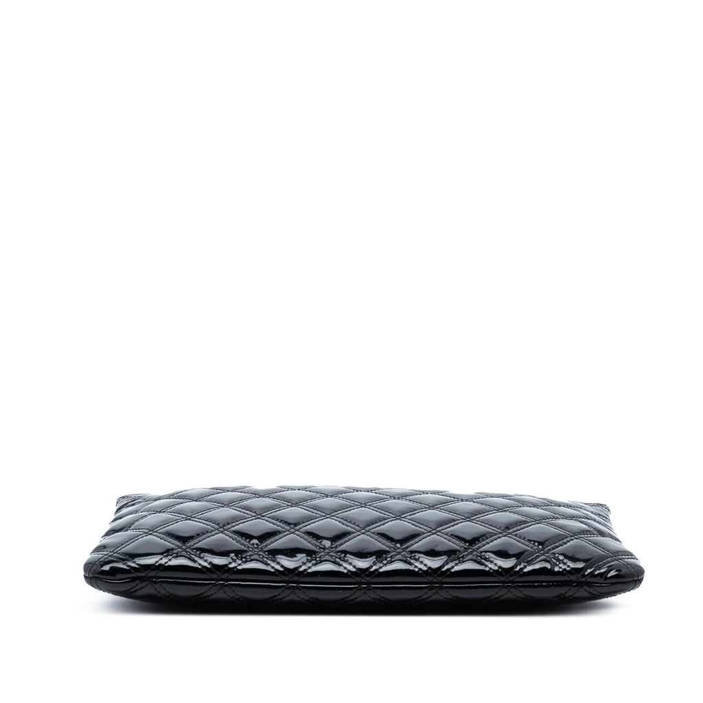 Chanel Medium Quilted Patent Double Stitch O Case Clutch