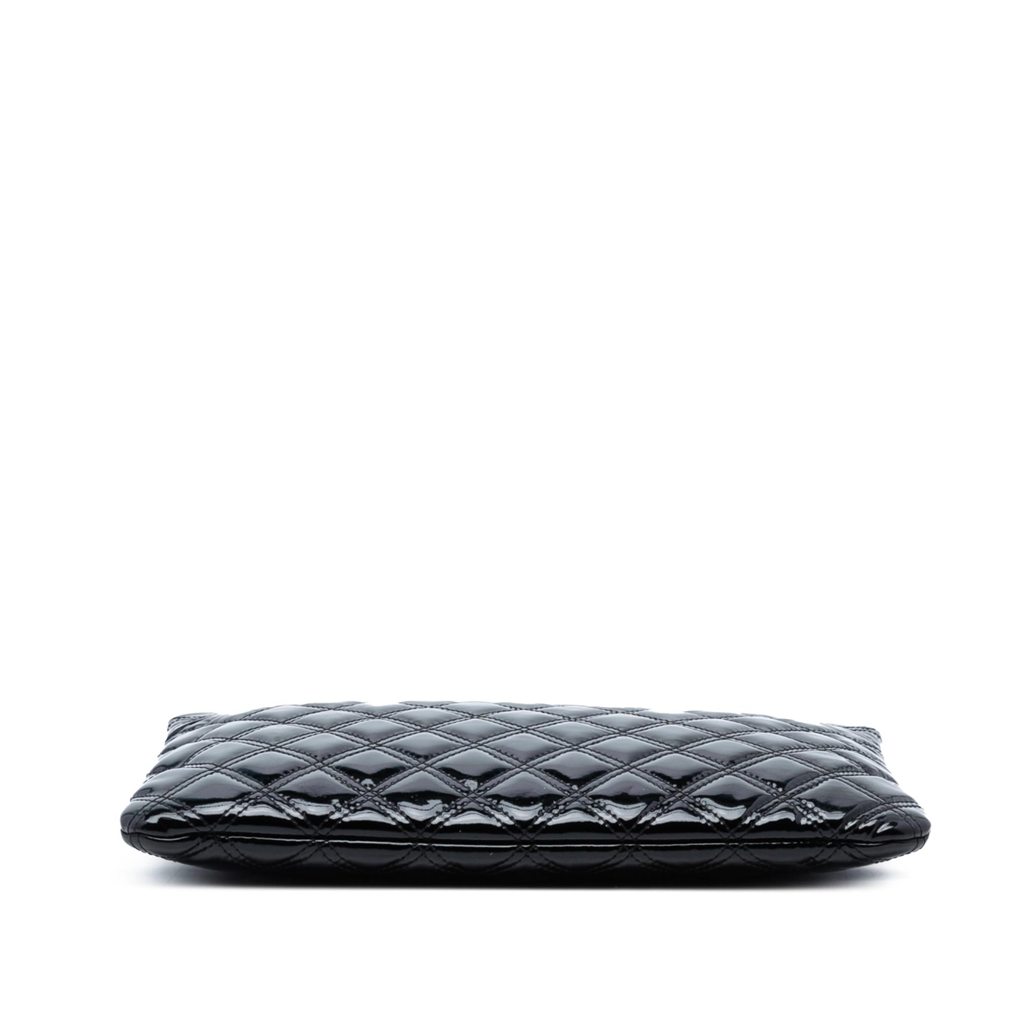 Chanel Medium Quilted Patent Double Stitch O Case Clutch