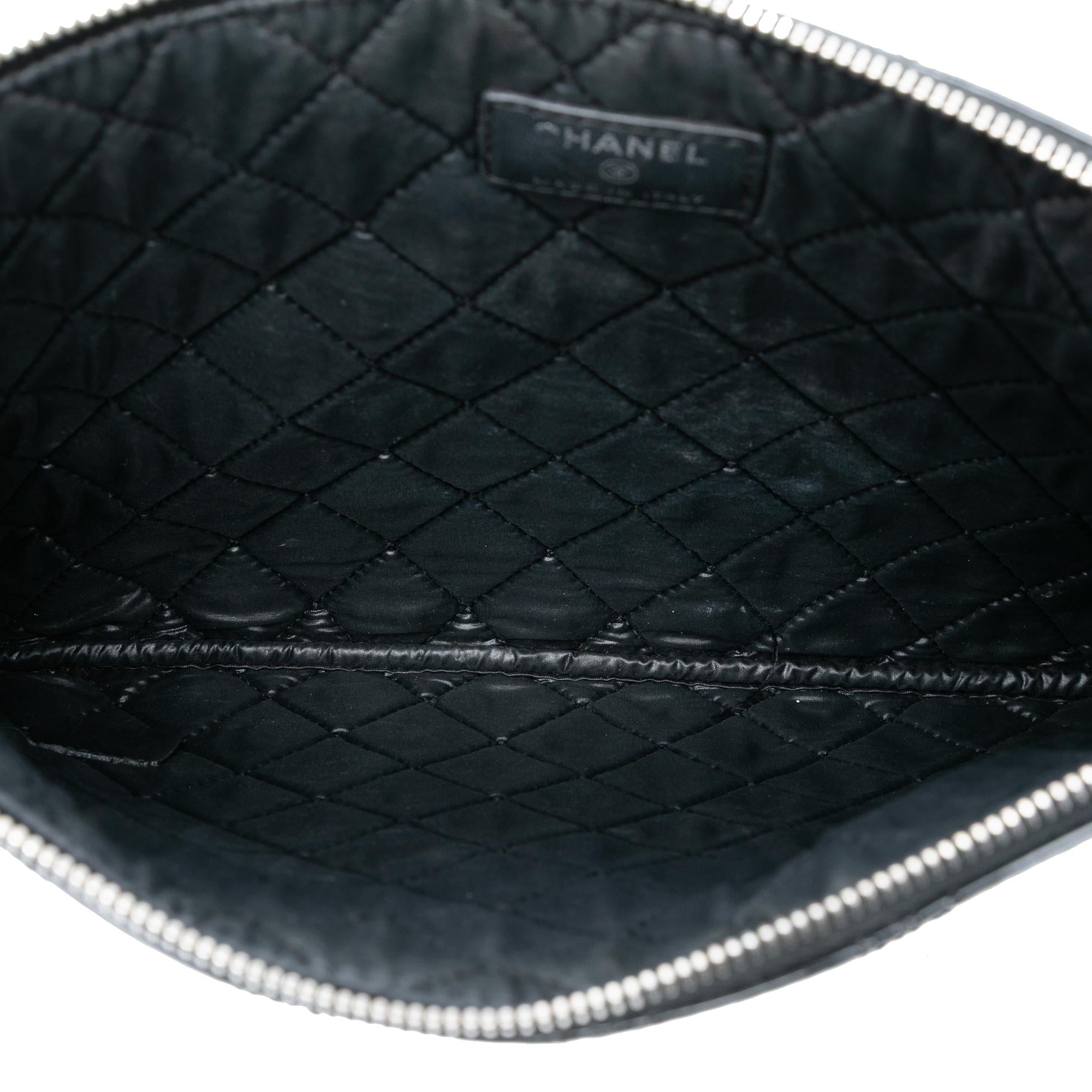 Chanel Medium Quilted Patent Double Stitch O Case Clutch