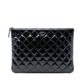 Chanel Medium Quilted Patent Double Stitch O Case Clutch