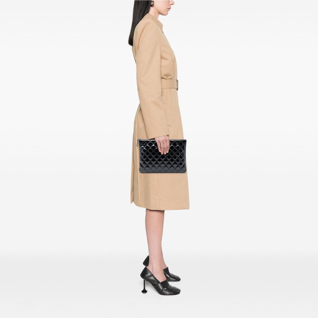 Chanel Medium Quilted Patent Double Stitch O Case Clutch