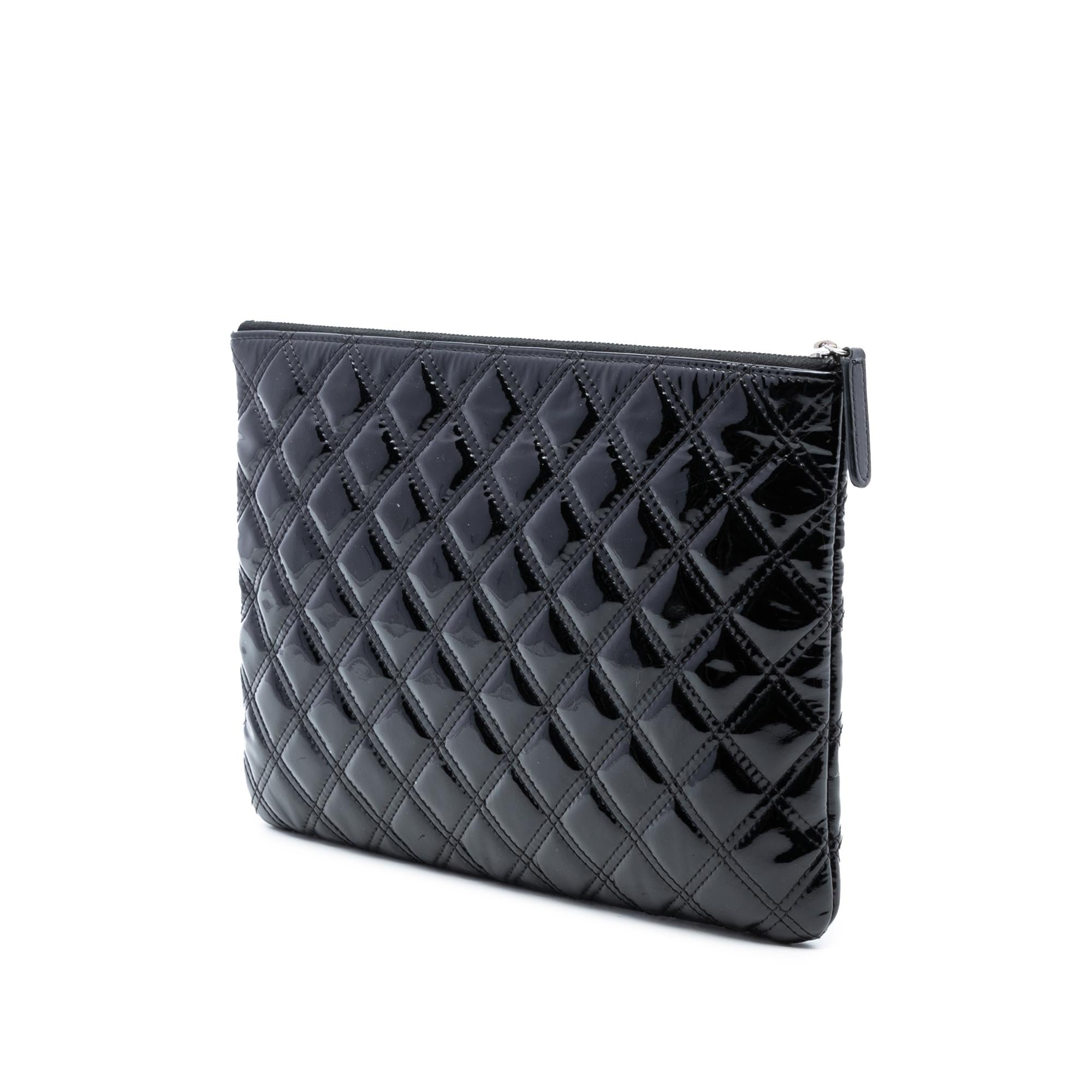 Chanel Medium Quilted Patent Double Stitch O Case Clutch
