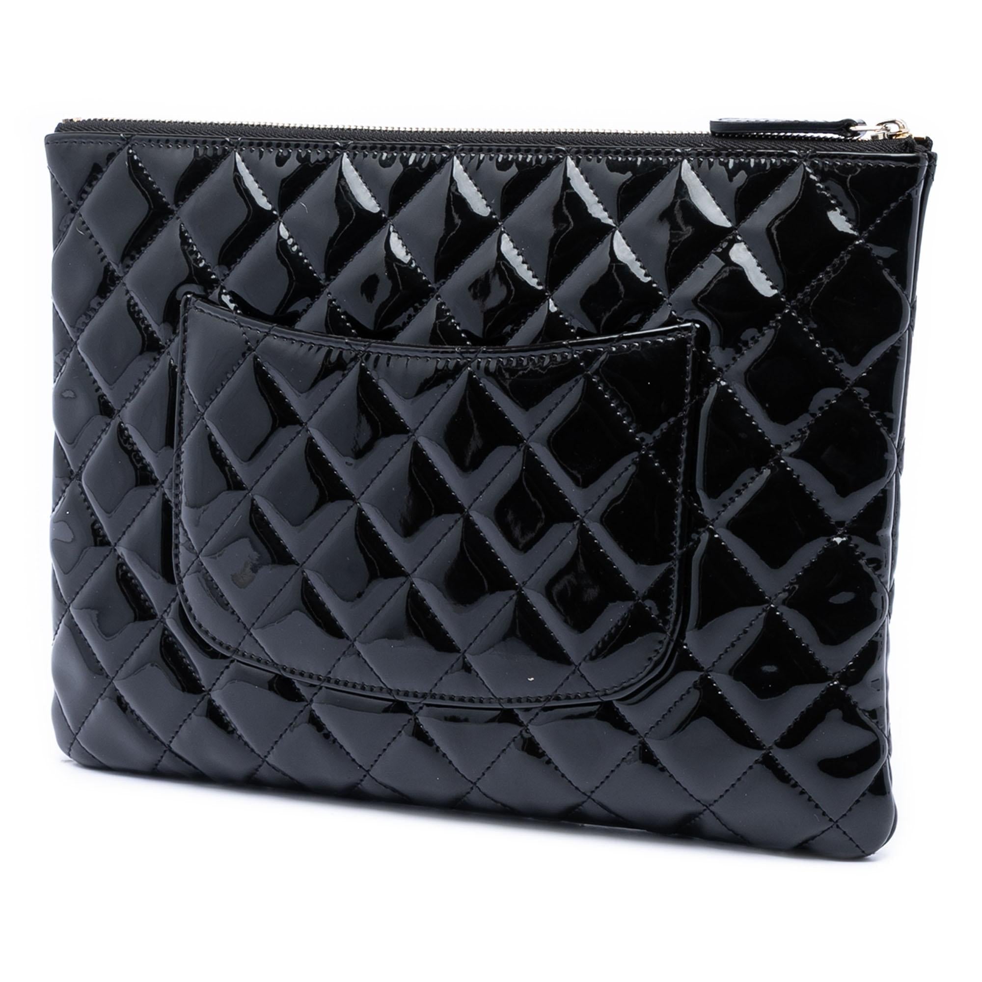 Chanel Medium Quilted Patent O Case Clutch
