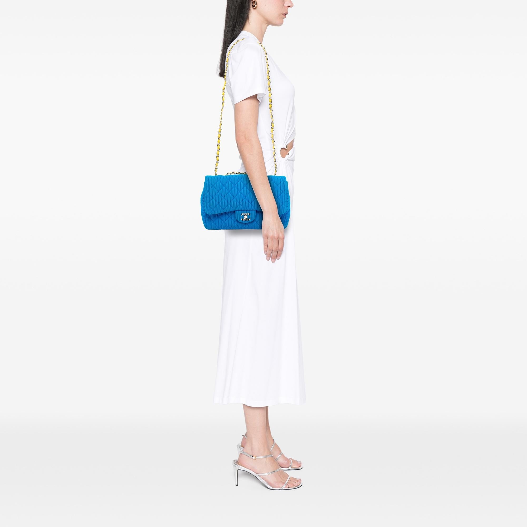 Chanel Medium Quilted Perforated Jersey Single Flap