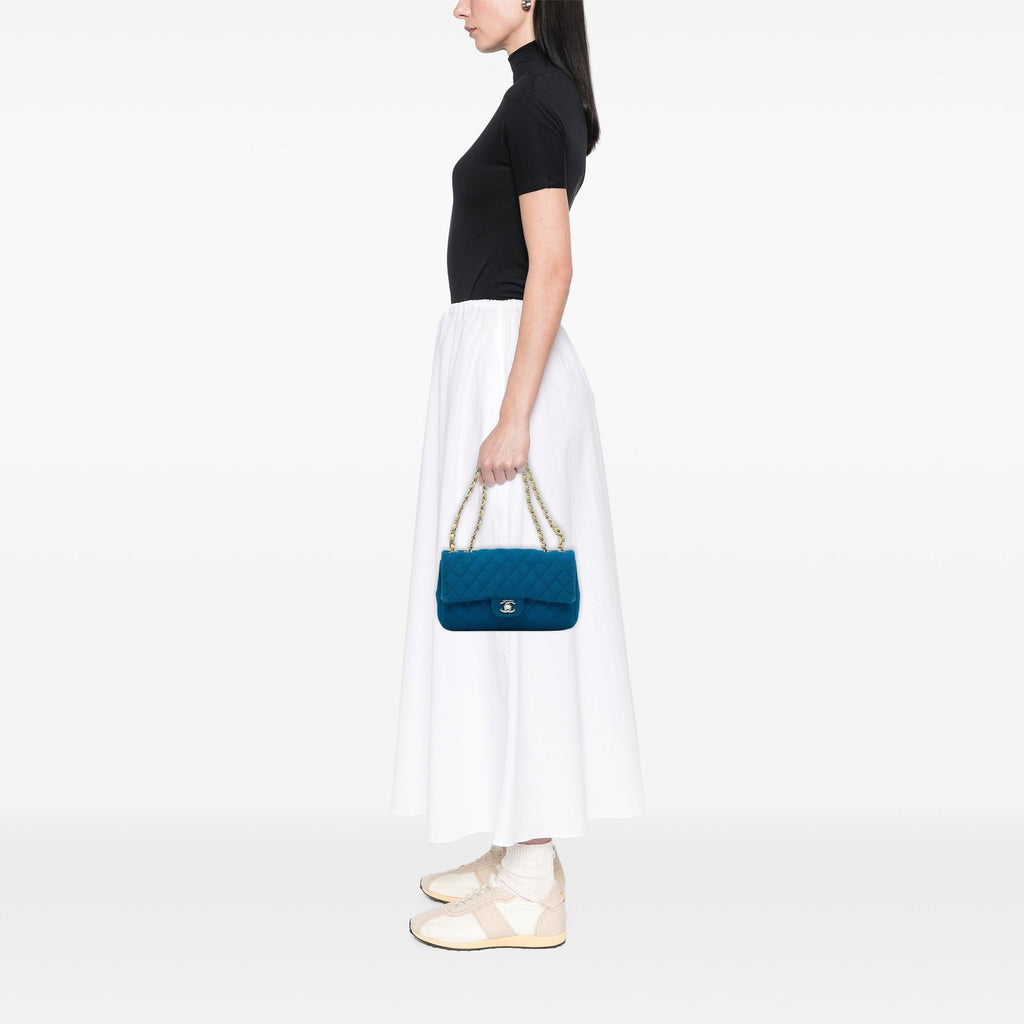 Chanel Medium Quilted Perforated Jersey Single Flap