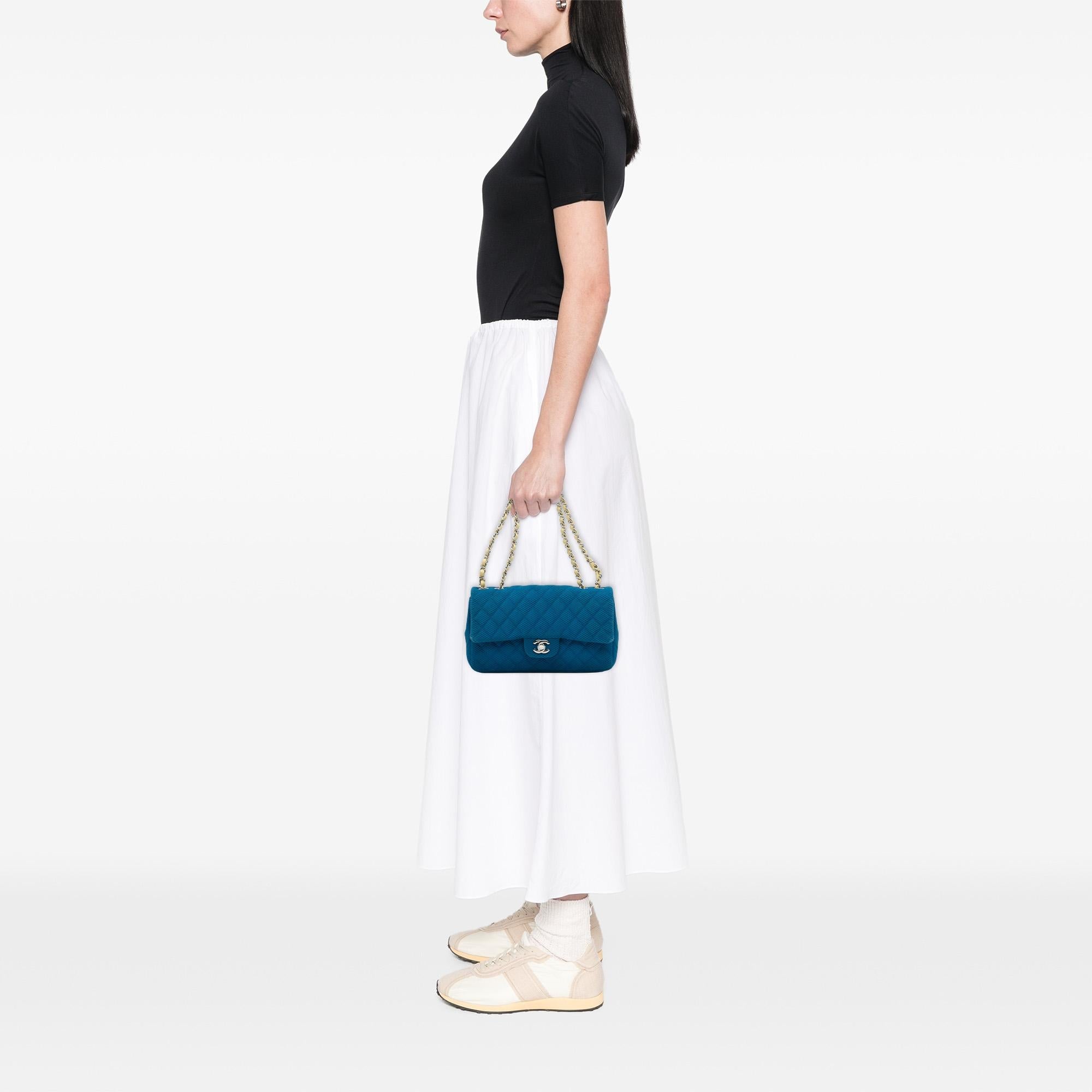Chanel Medium Quilted Perforated Jersey Single Flap