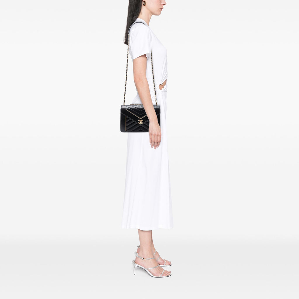 Chanel Medium Reversed Chevron Lambskin Flap