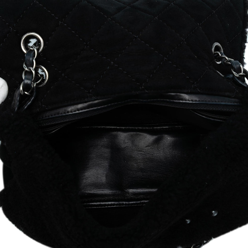 Chanel Medium Shearling Pearl Studded Flap