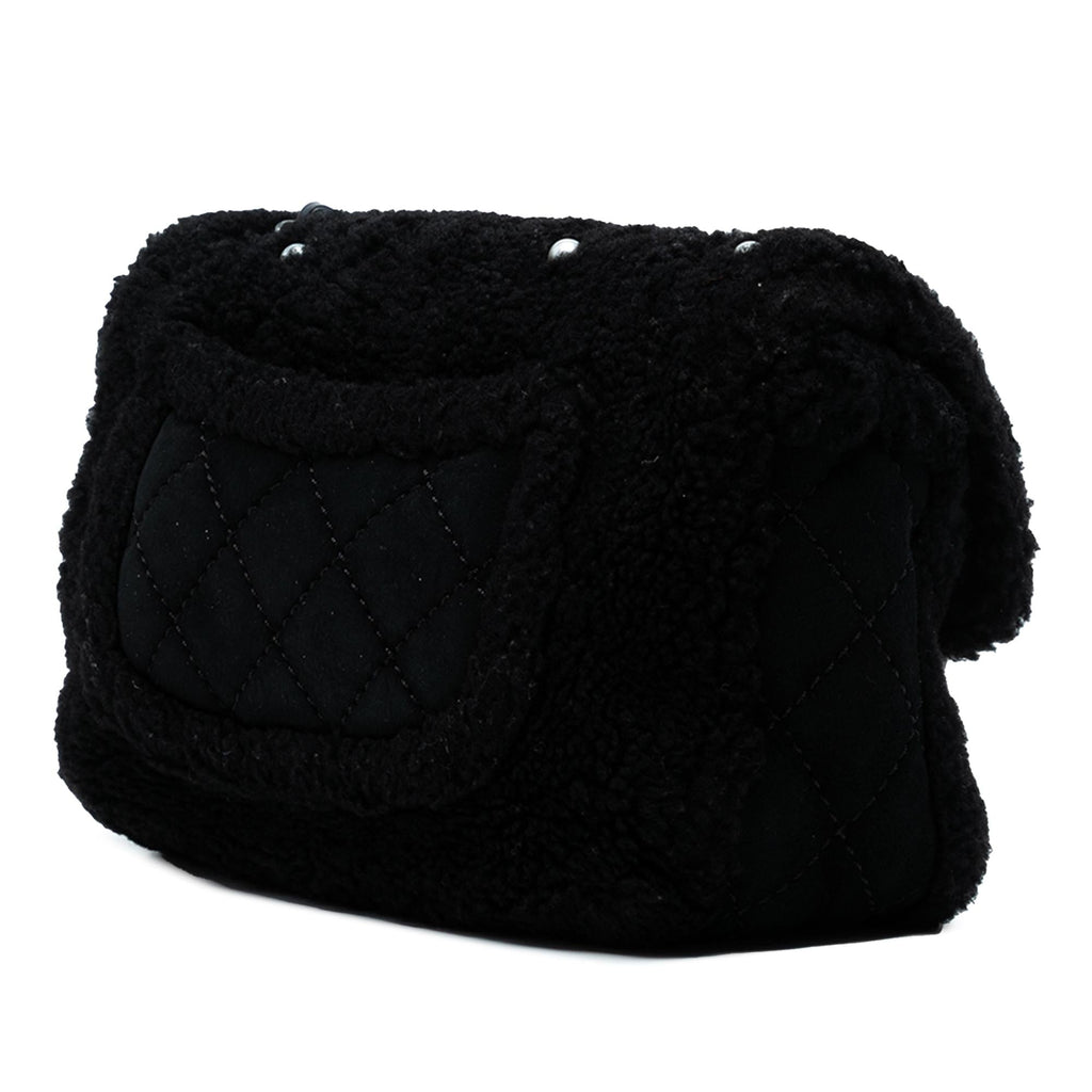Chanel Medium Shearling Pearl Studded Flap