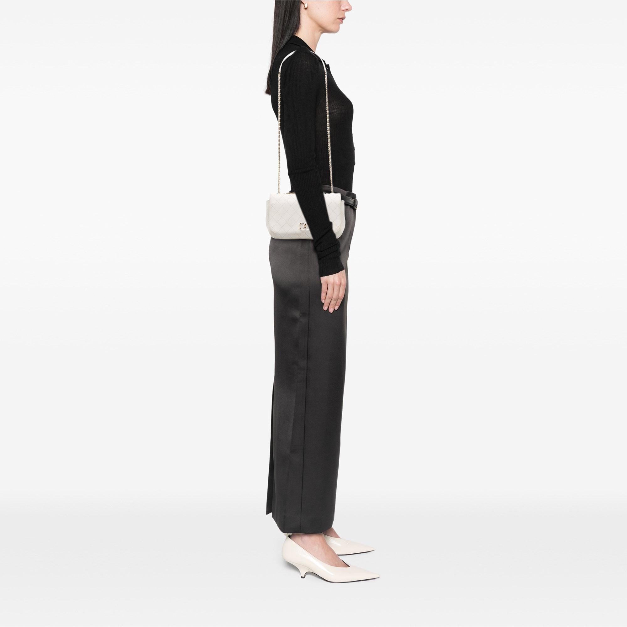 Chanel Medium Stitched Calfskin Covered CC Flap