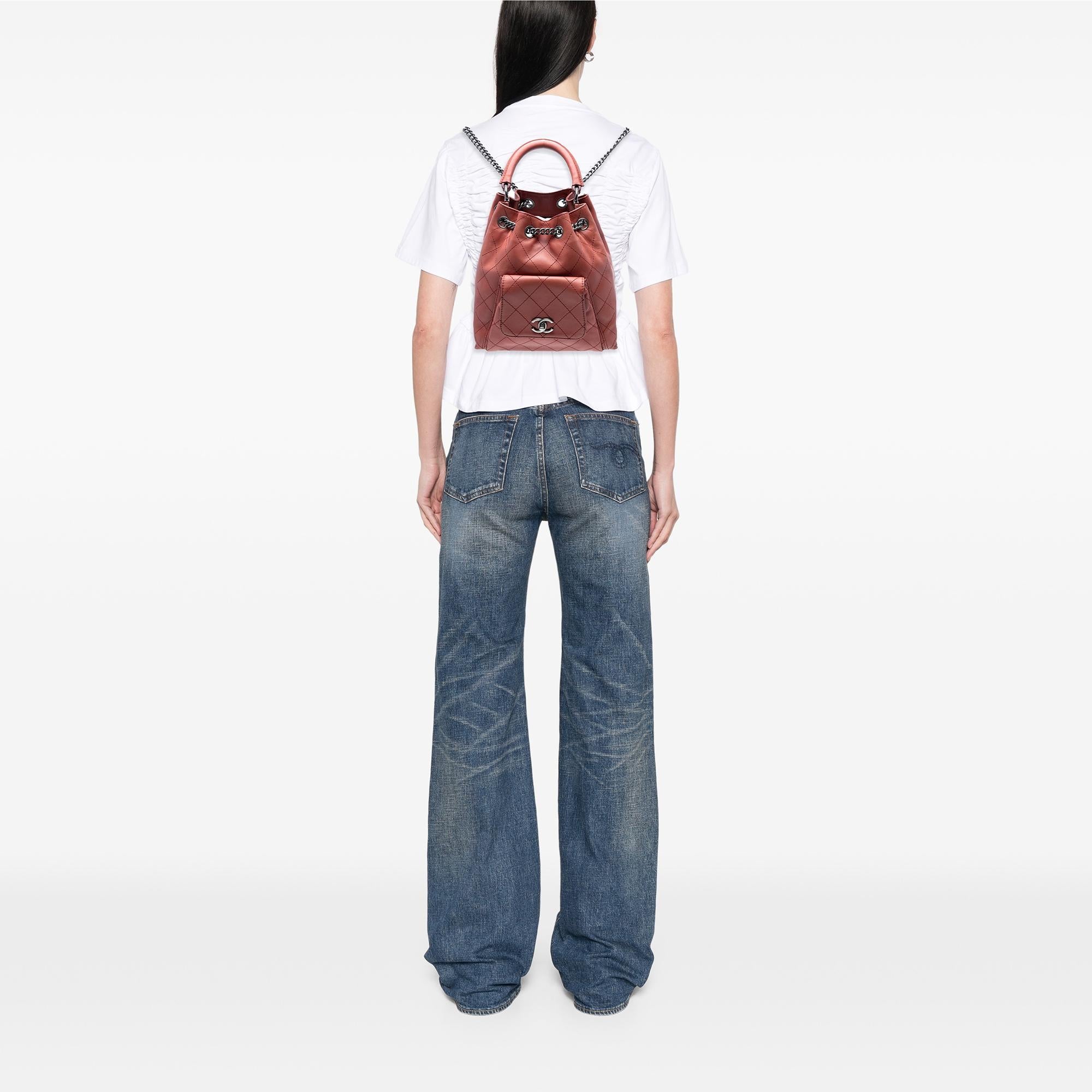 Chanel Medium Stitched Calfskin Urban Luxury Drawstring Backpack