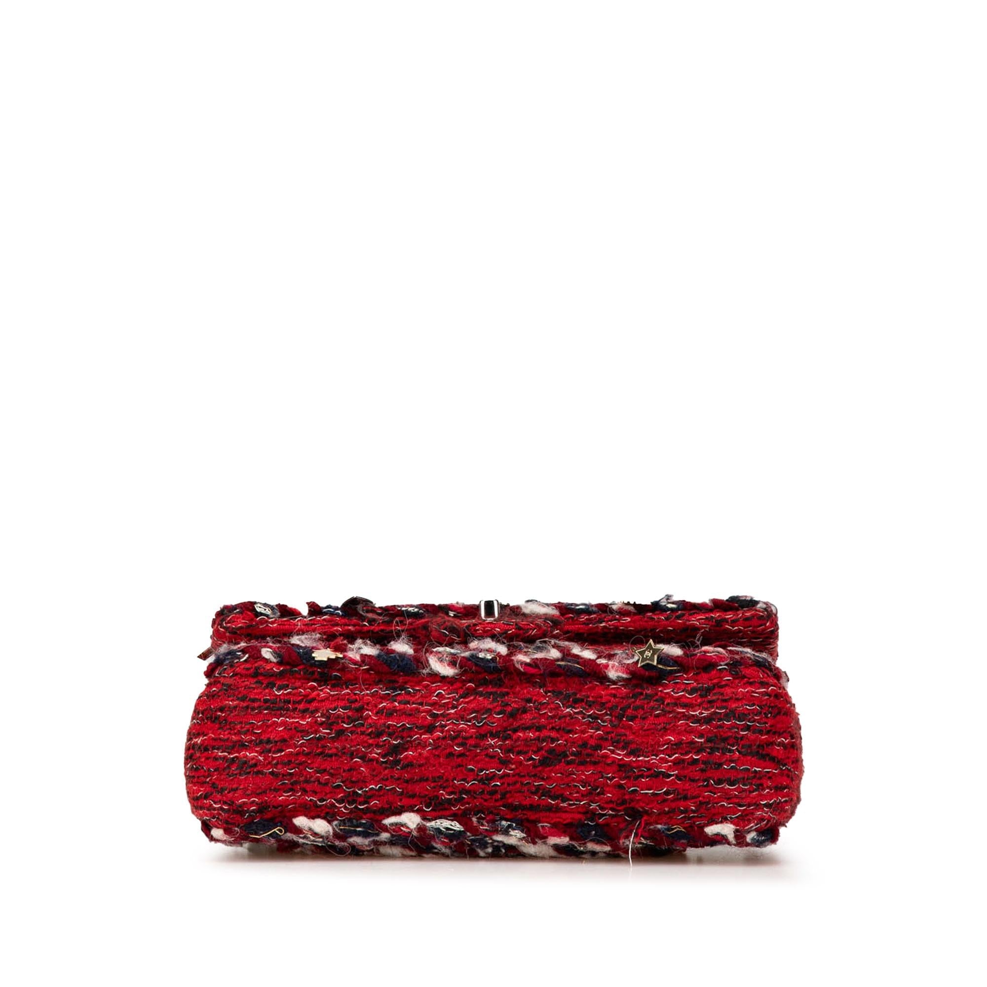 Chanel Medium Tweed Braided Charms Double Flap
