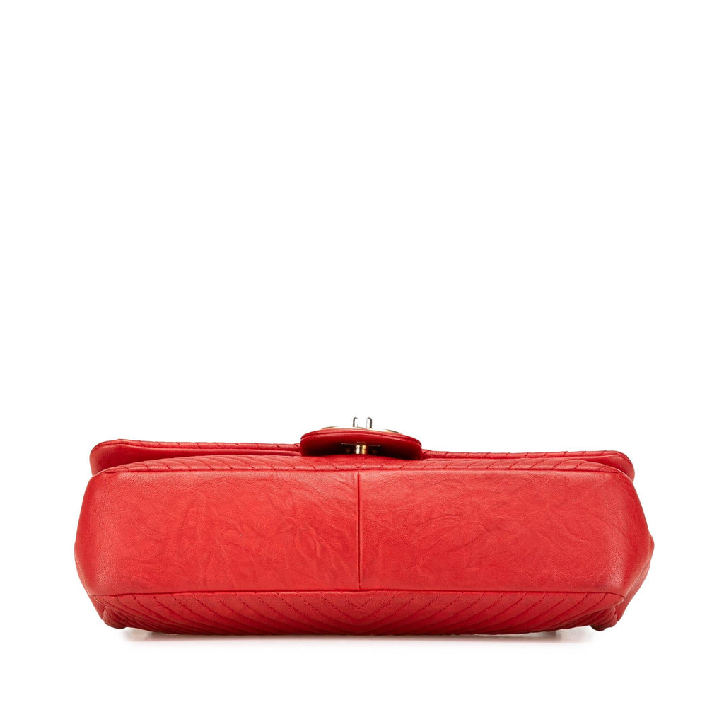 Chanel Medium Wrinkled Calfskin Quilted Chevron Medallion Charm Surpique Flap