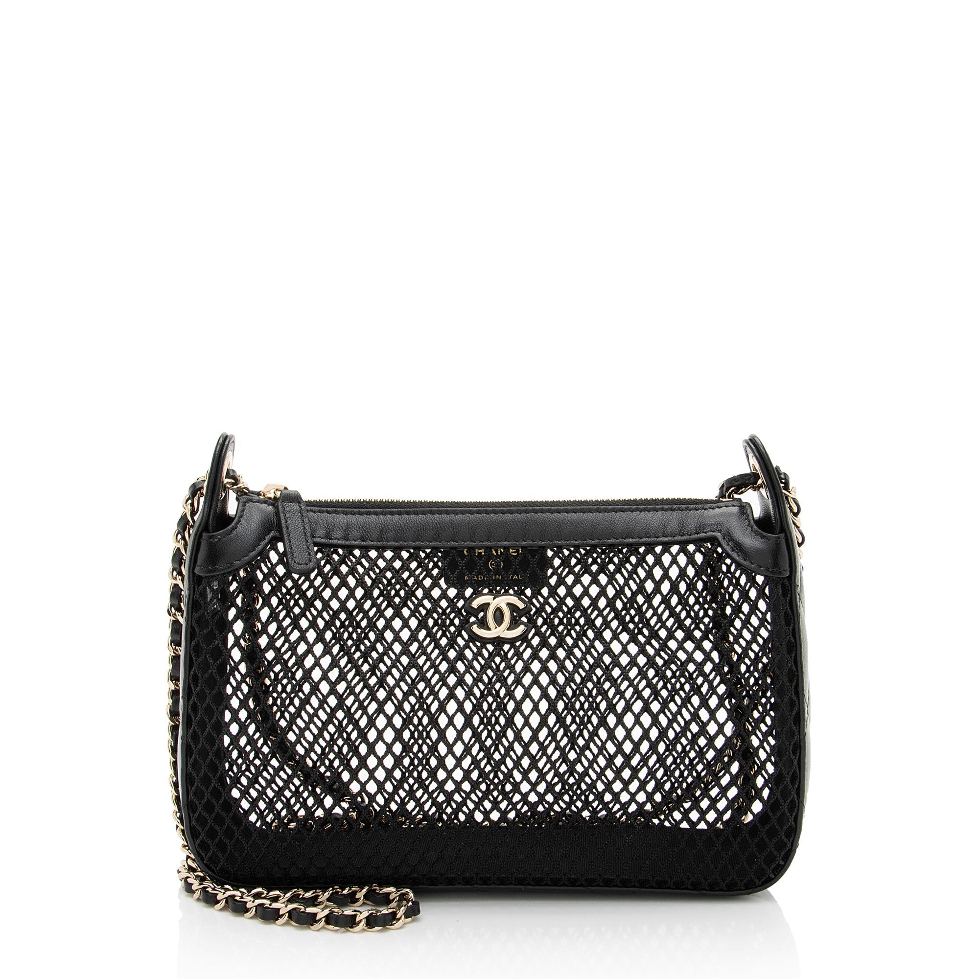 Chanel Mesh Lambskin Clutch with Chain