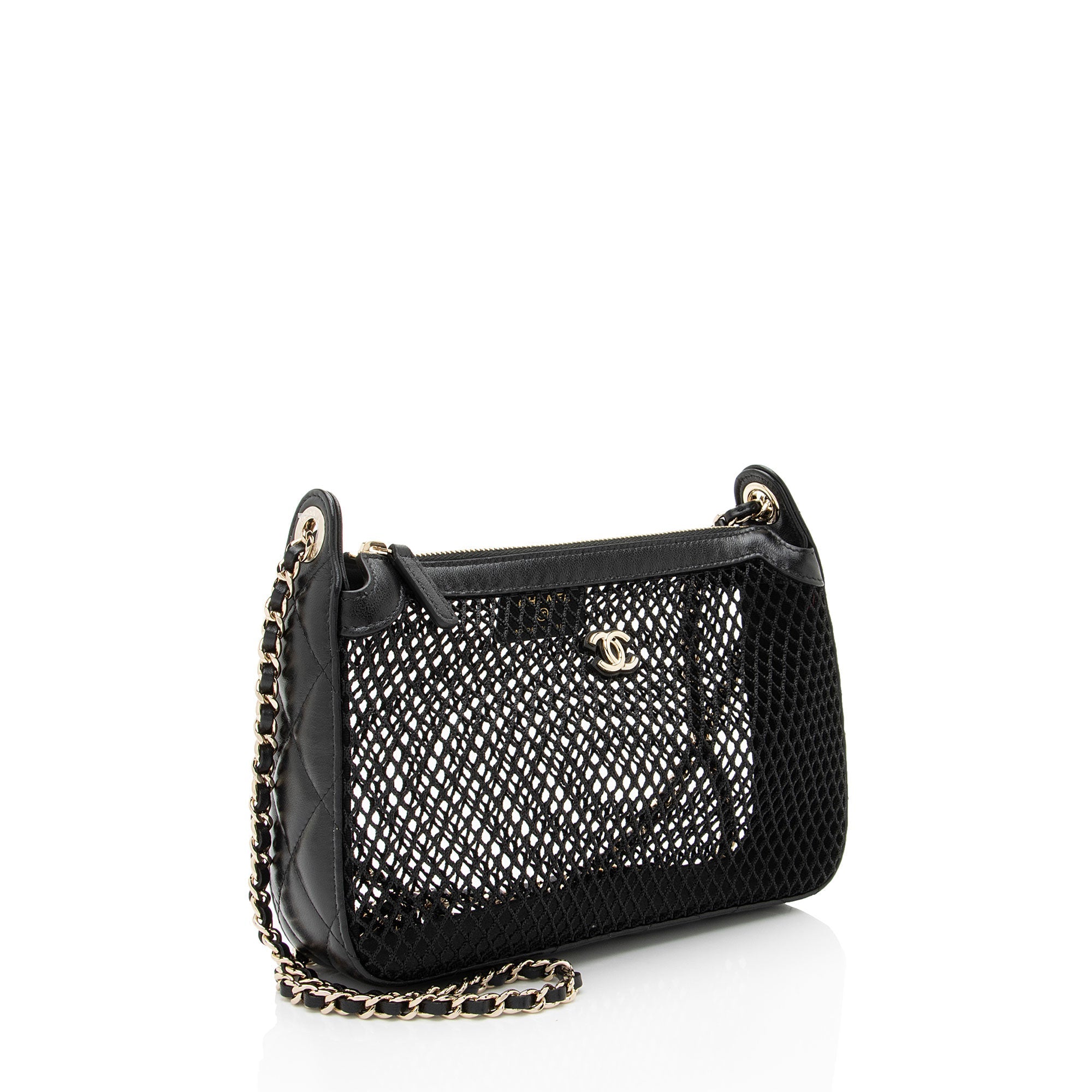 Chanel Mesh Lambskin Clutch with Chain