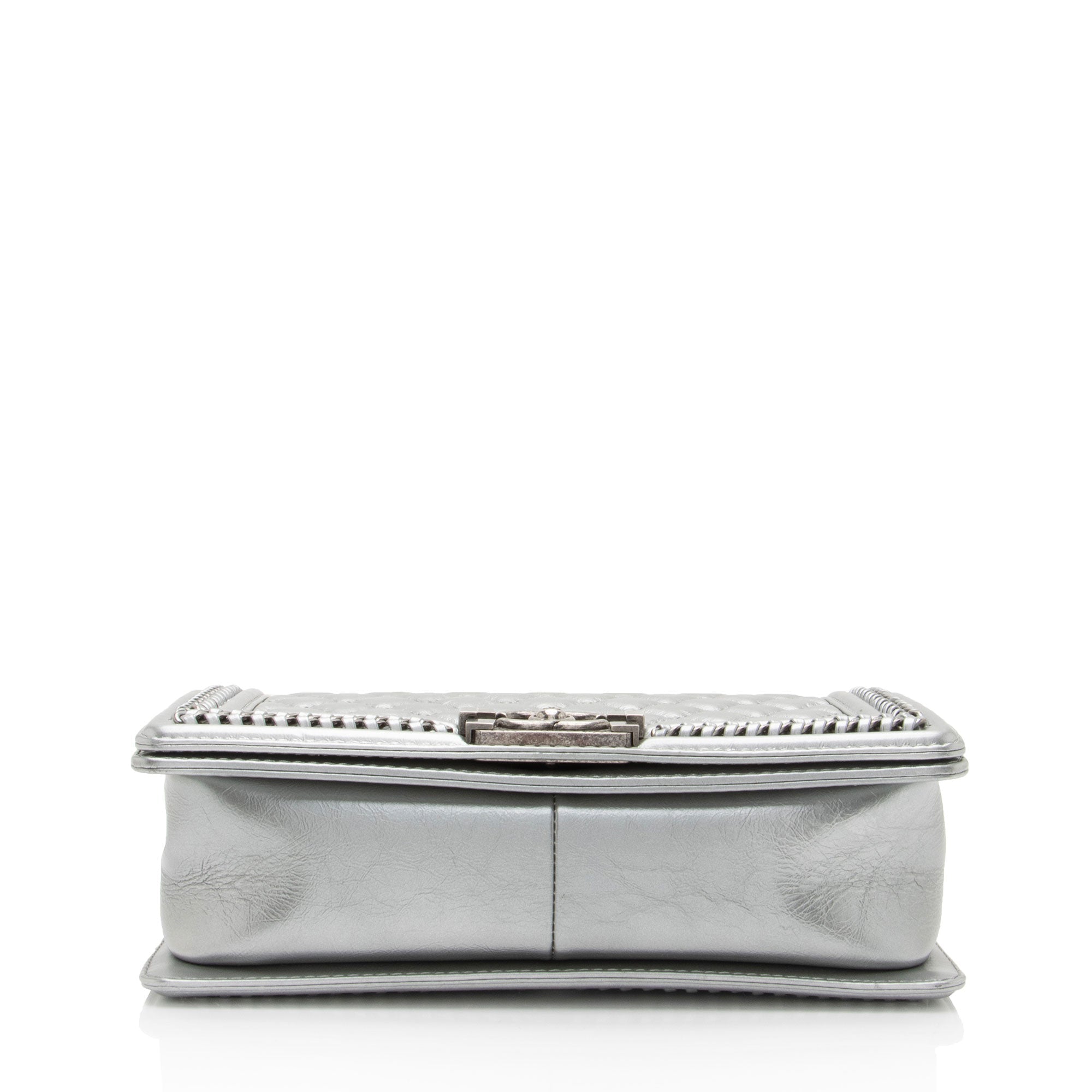 Chanel Metallic Aged Calfskin Chain Top Handle Medium Boy Bag (SHF-RO5g92)