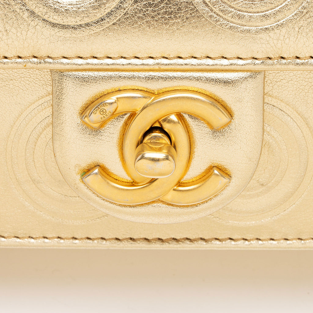 Chanel Metallic Calfskin Embossed Cocallover Flap Shoulder Bag
