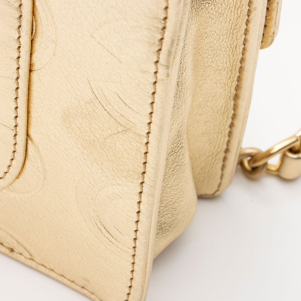 Chanel Metallic Calfskin Embossed Cocallover Flap Shoulder Bag