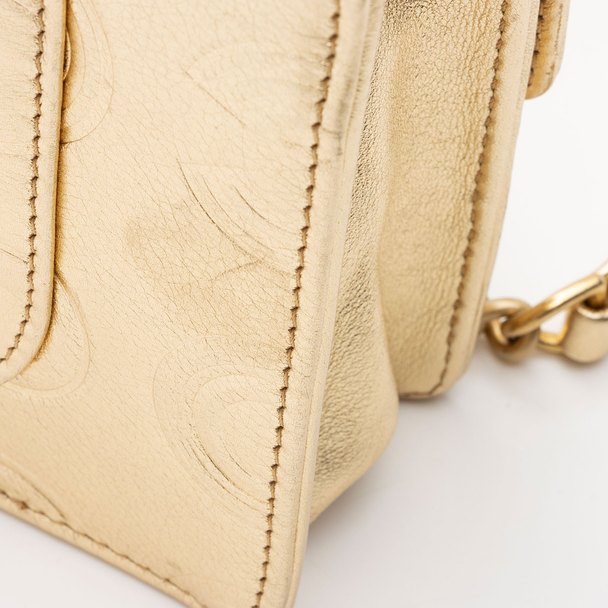 Chanel Metallic Calfskin Embossed Cocallover Flap Shoulder Bag
