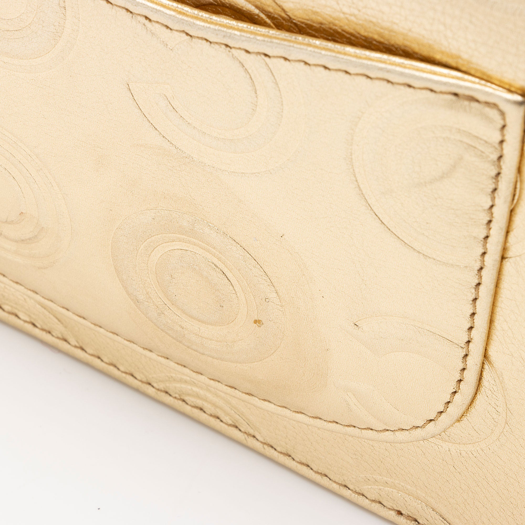 Chanel Metallic Calfskin Embossed Cocallover Flap Shoulder Bag