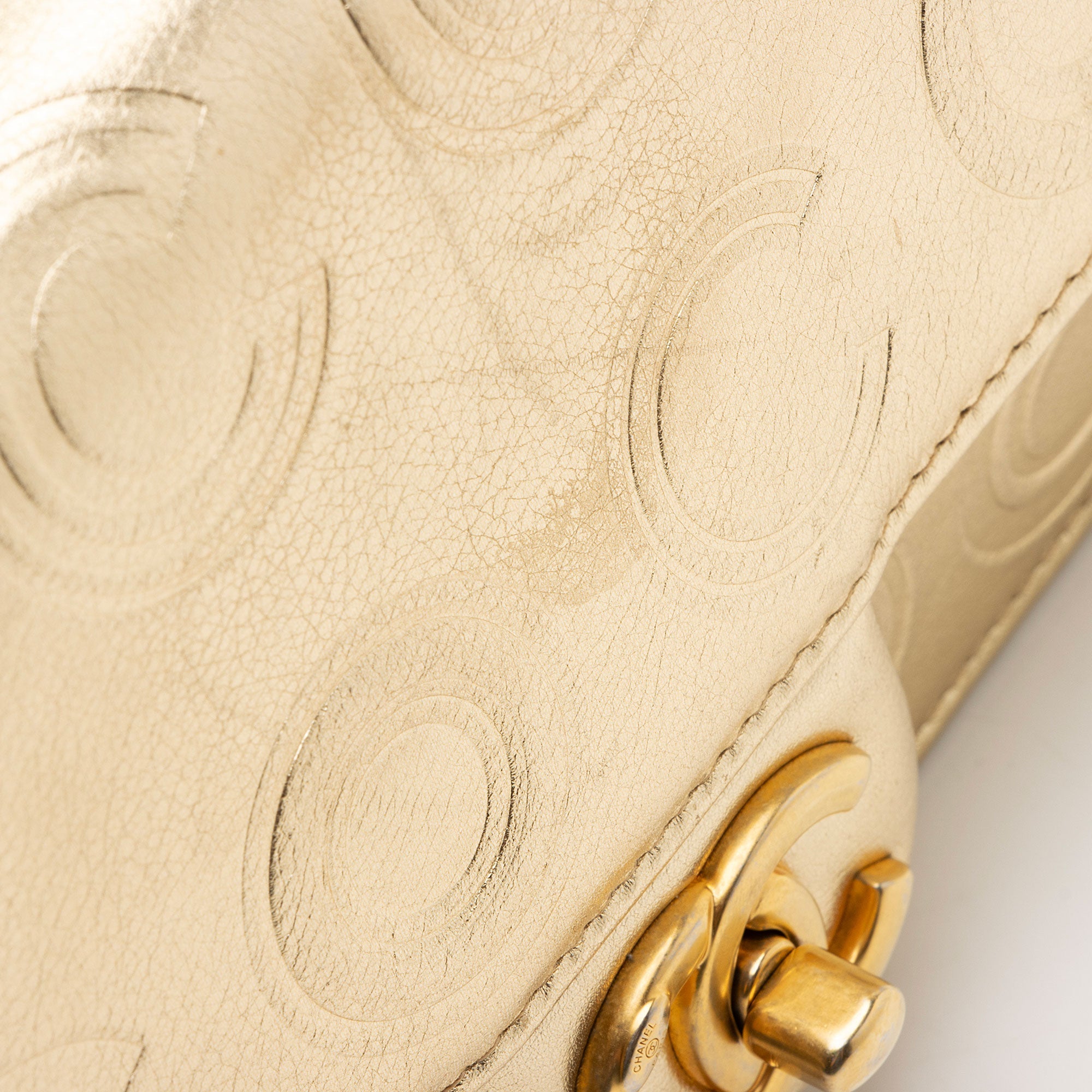 Chanel Metallic Calfskin Embossed Cocallover Flap Shoulder Bag