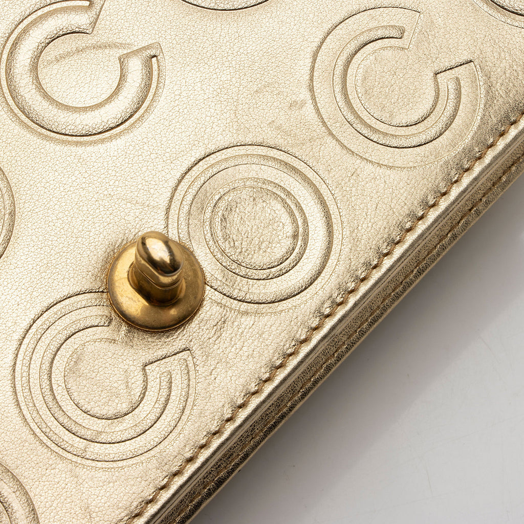 Chanel Metallic Calfskin Embossed Cocallover Flap Shoulder Bag