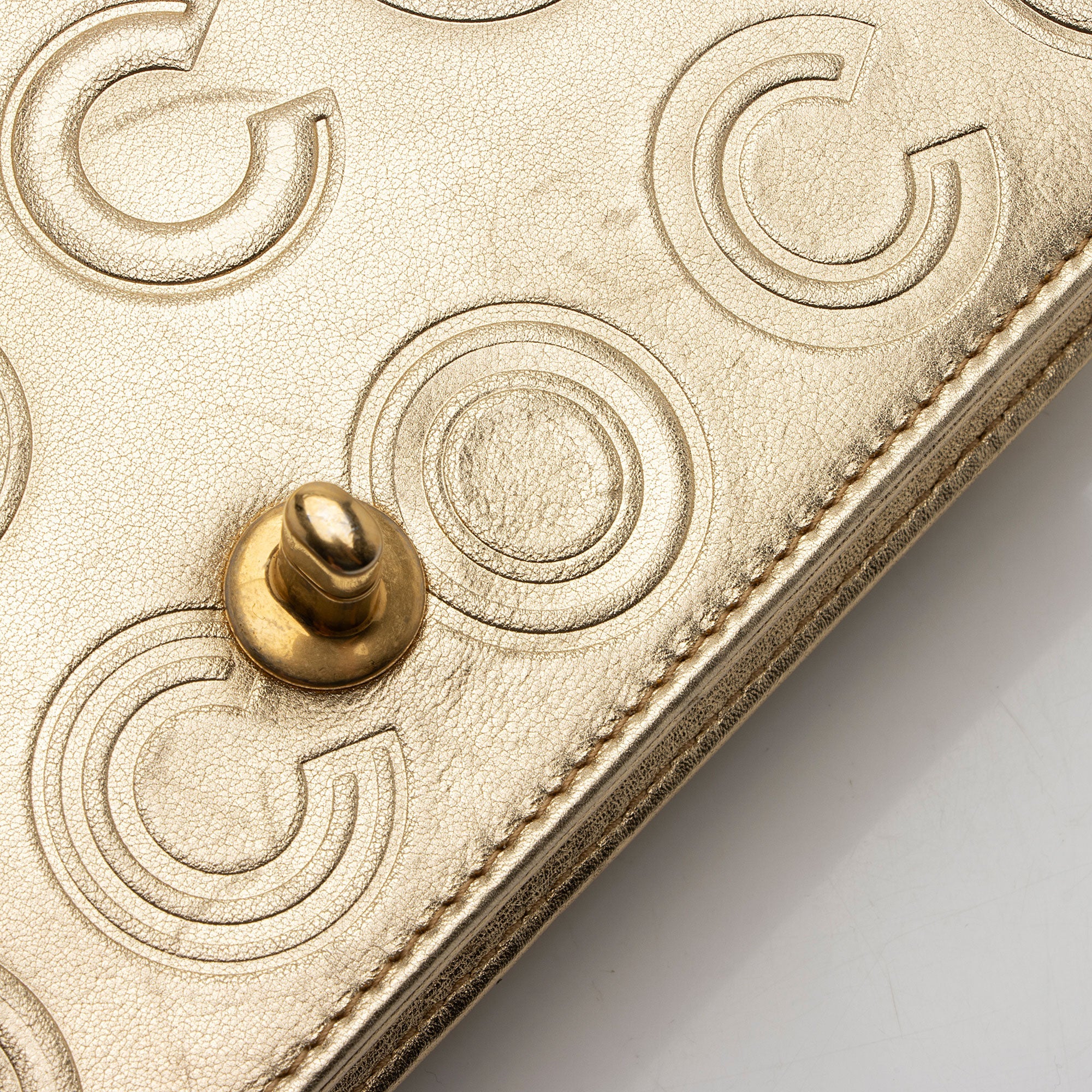Chanel Metallic Calfskin Embossed Cocallover Flap Shoulder Bag