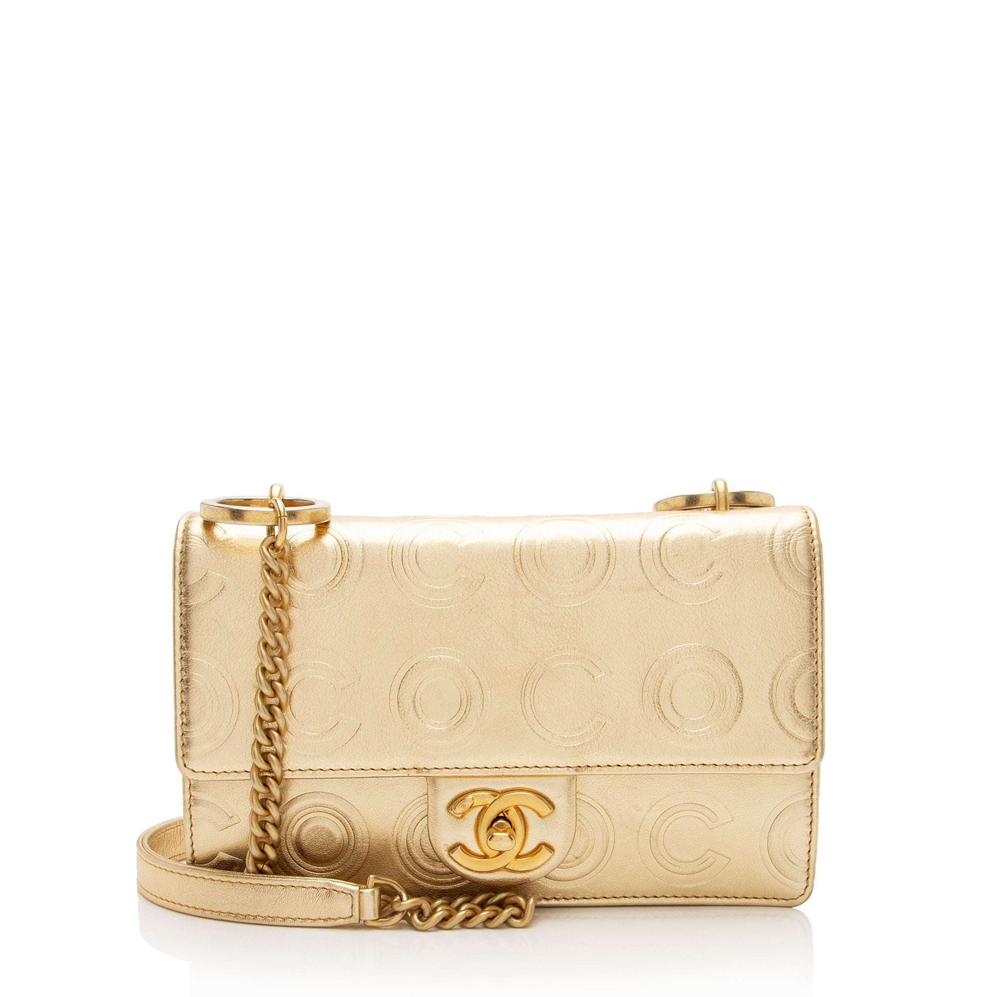 Chanel Metallic Calfskin Embossed Cocallover Flap Shoulder Bag